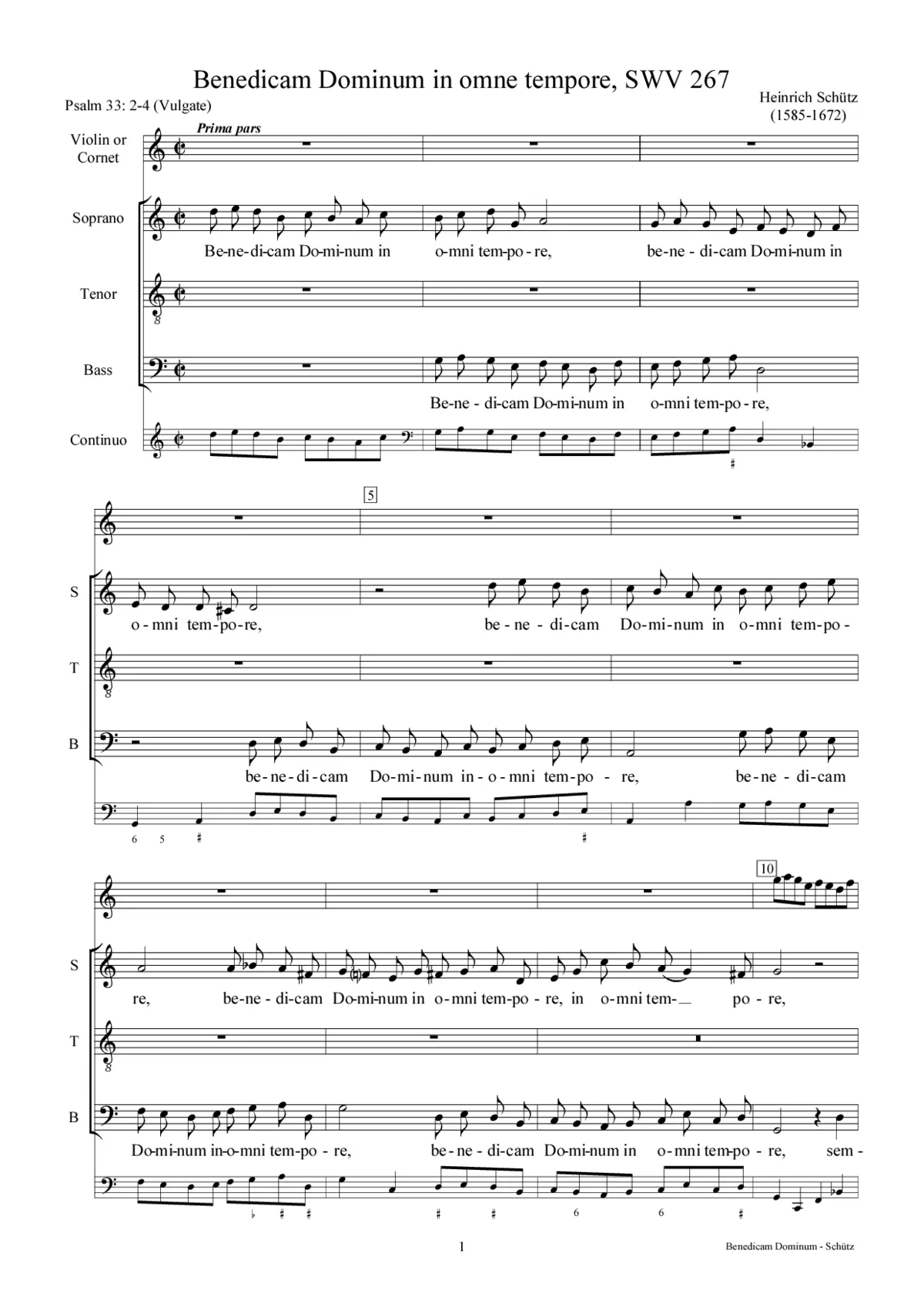 Benedicam Dominum in omni tempore, SWV 267 - Page 1