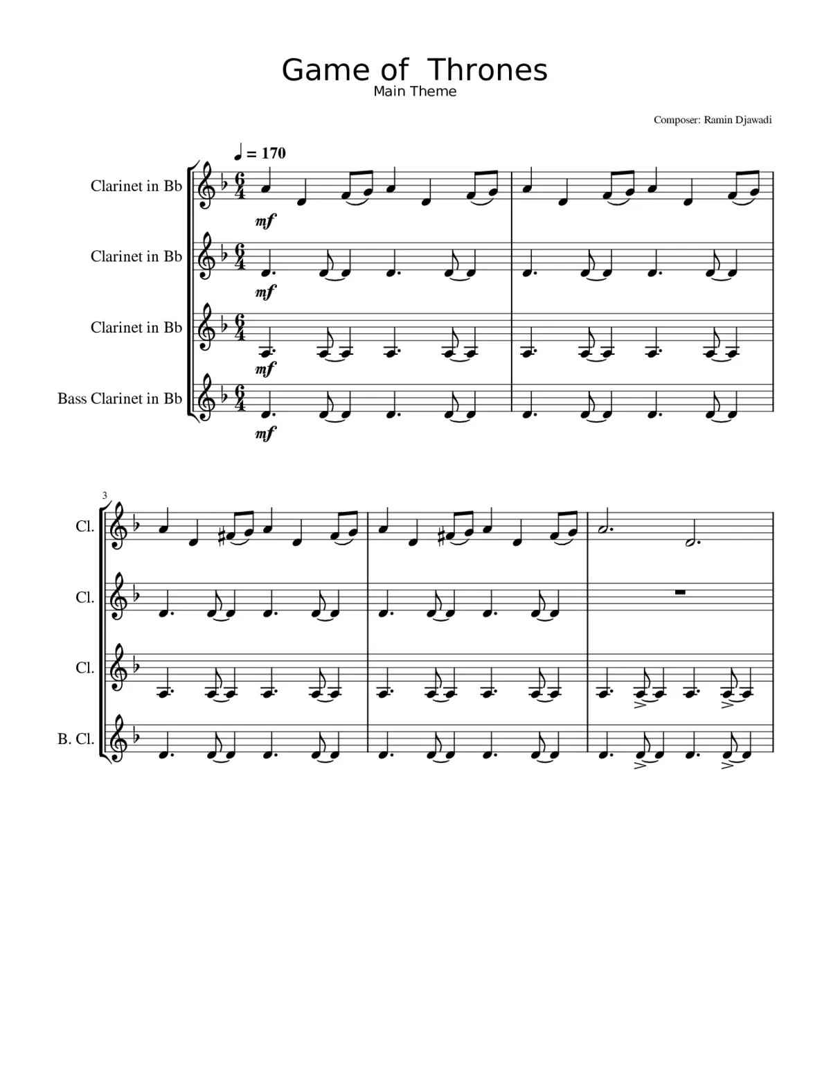 Game Of Thrones Theme - Page 1