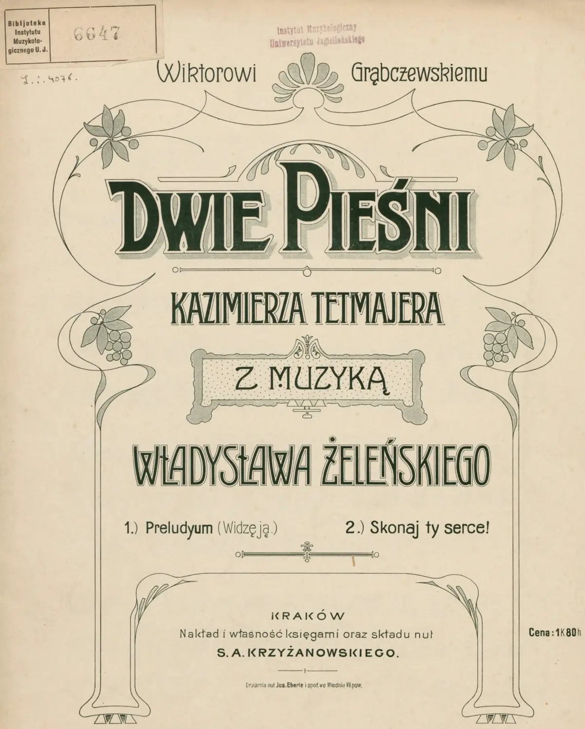 2 Pieśni do słów Kazimierza Tetmajera - Page 1