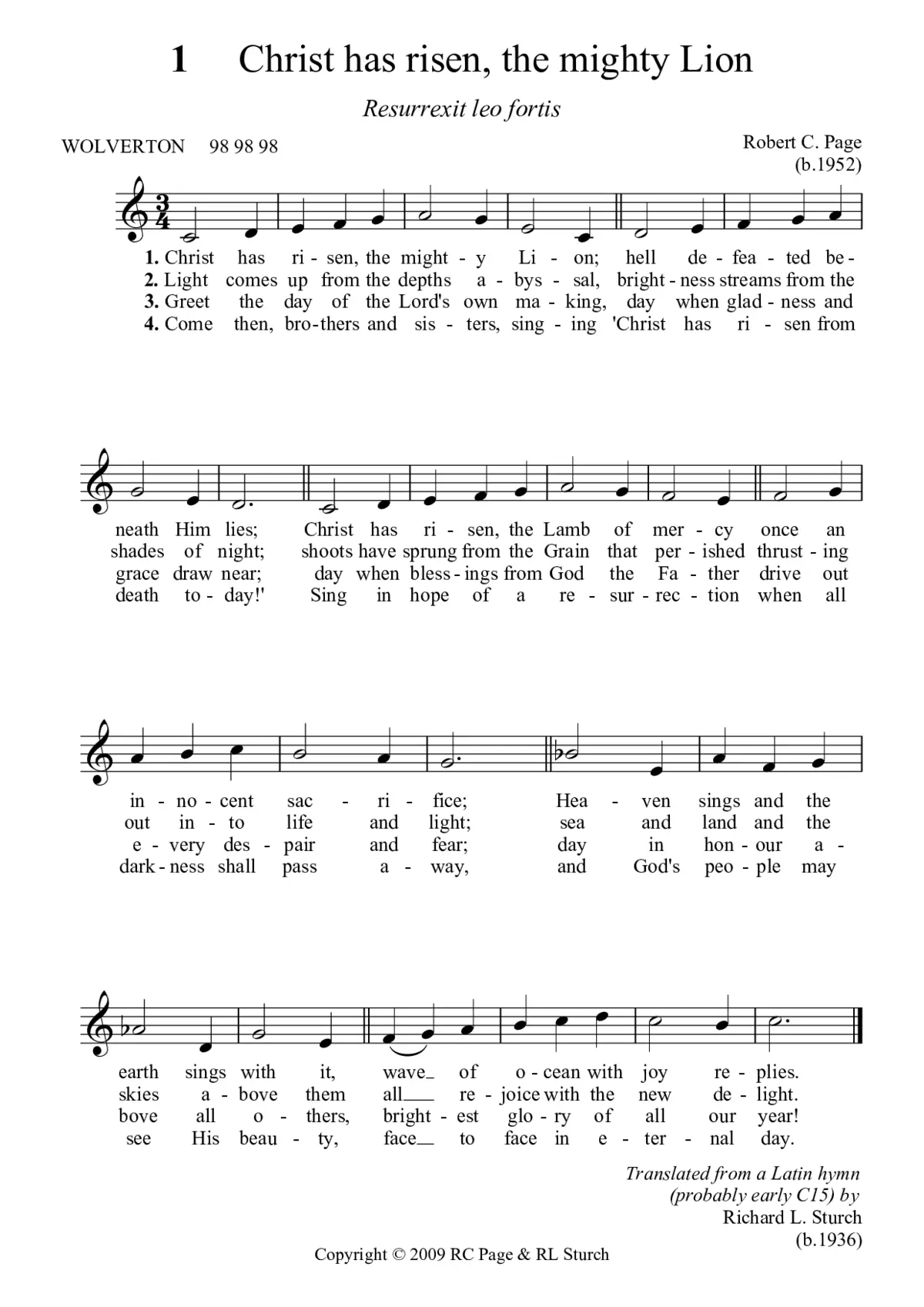 Hymn - Christ has risen, the mighty Lion - Page 1