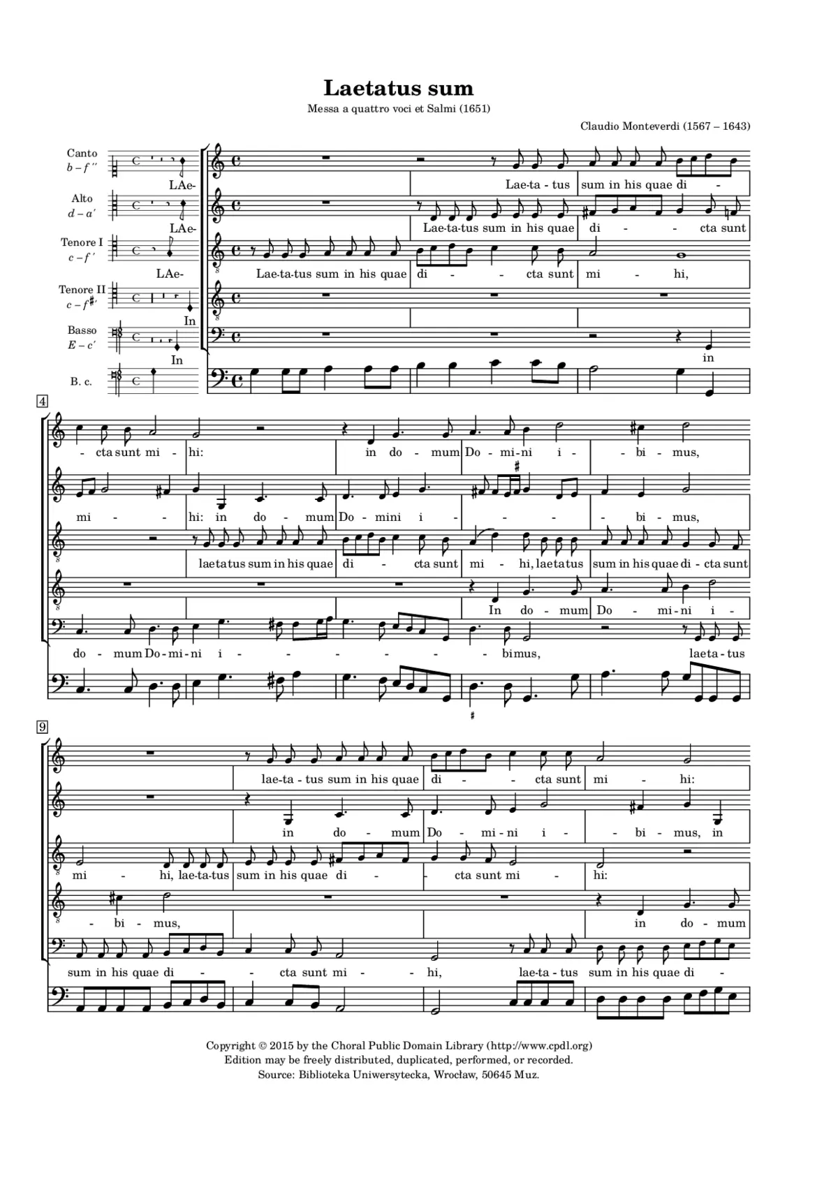 Laetatus sum a 5 voci - Page 1