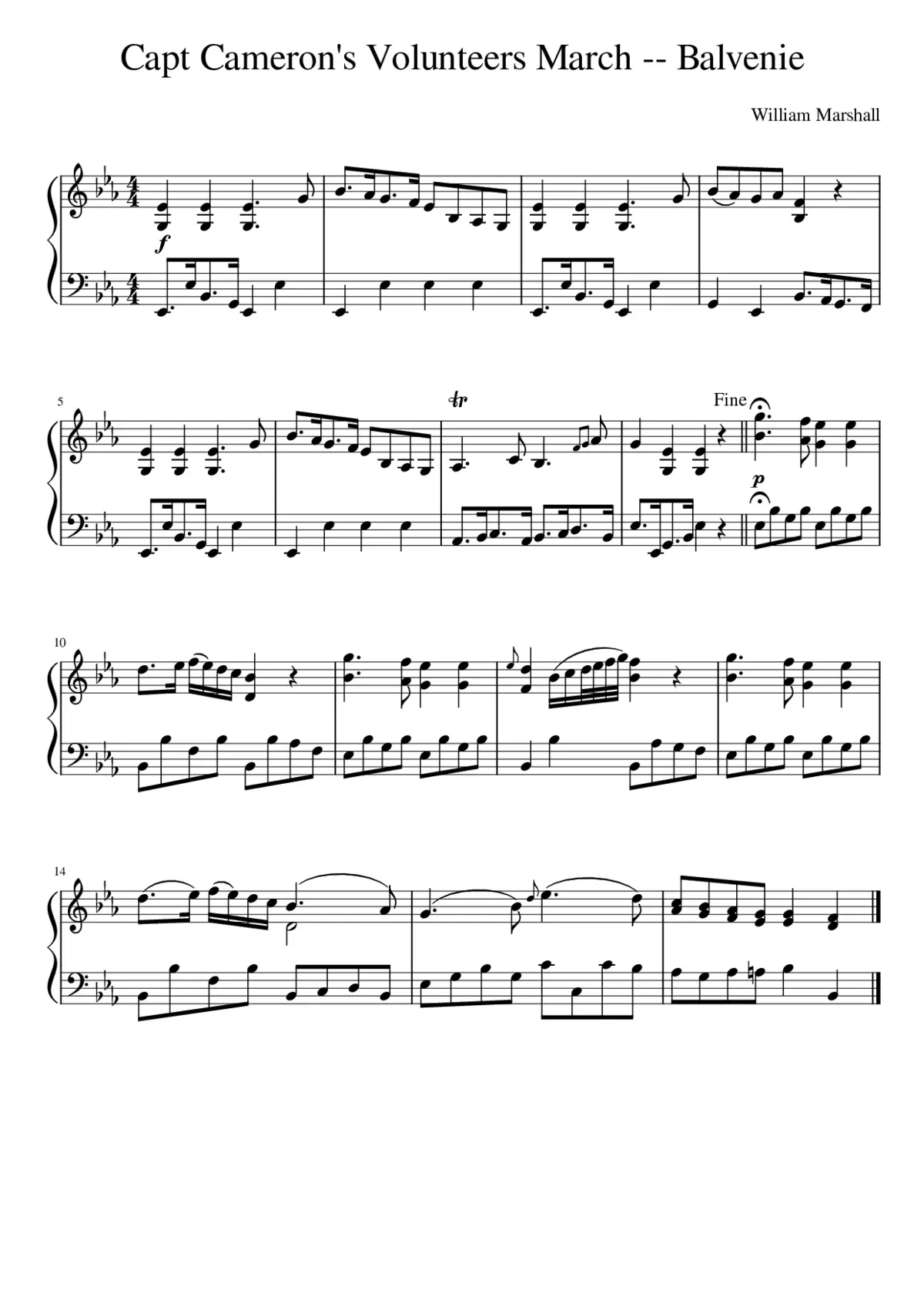 Capt Cameron's Volunteers March -- Balvenie - Page 1