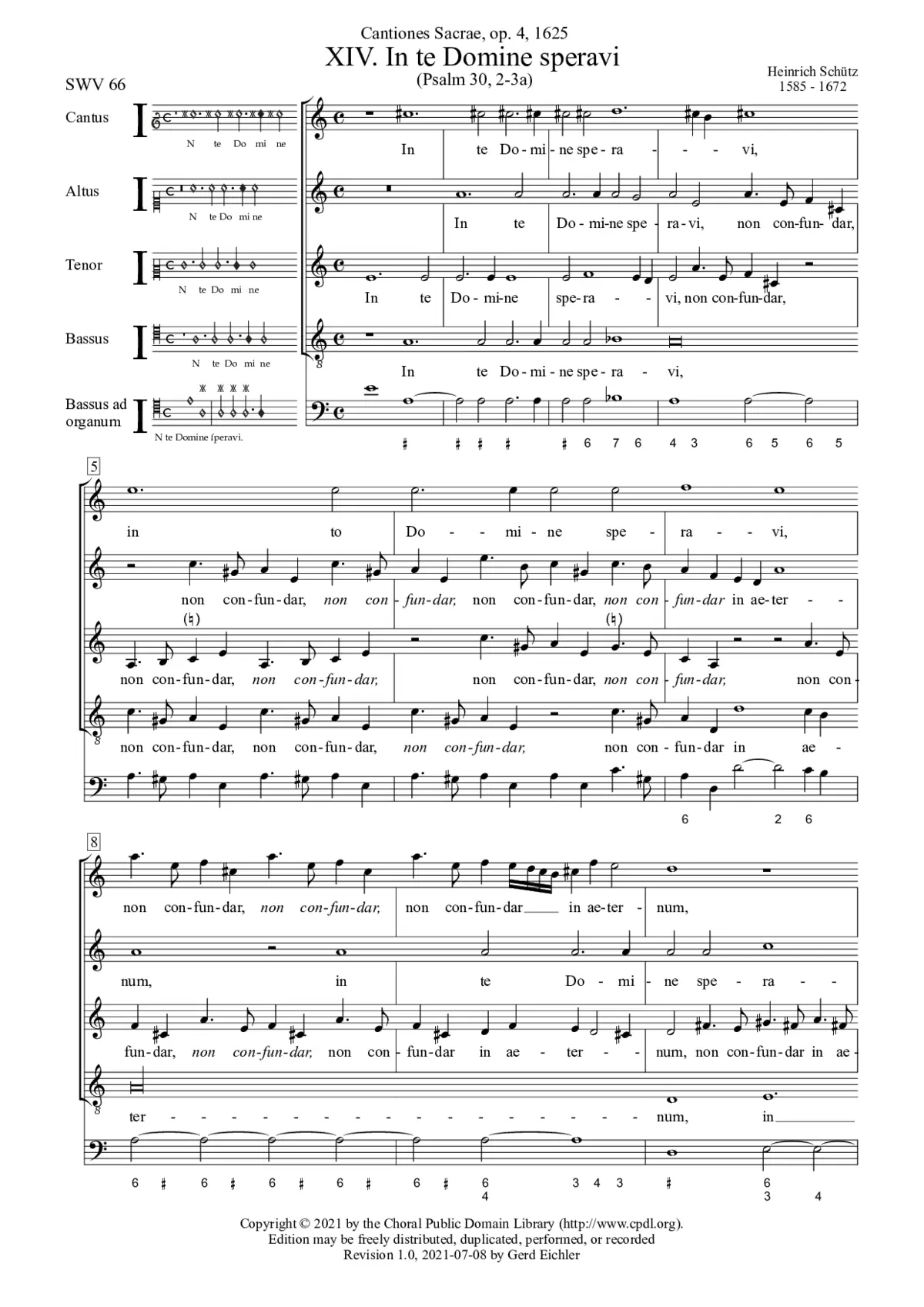 In te Domine speravi, SWV 66 - Page 1