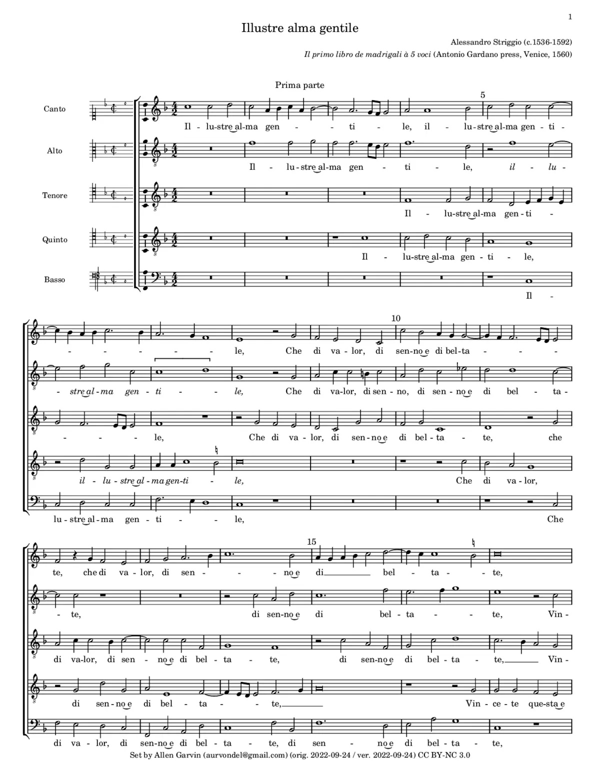 Illustre alma gentile - Page 1