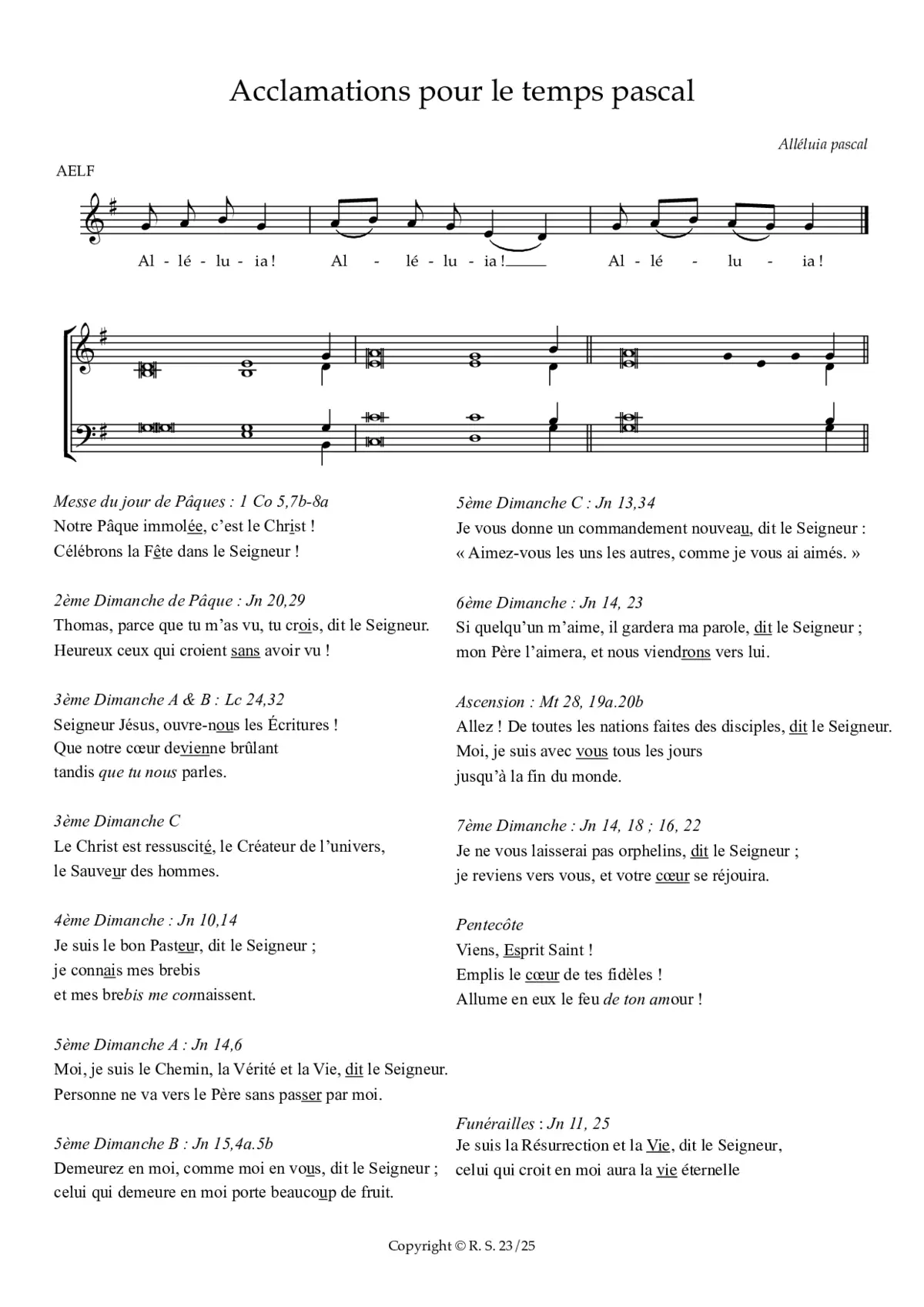 Acclamations pour le temps pascal - Page 1