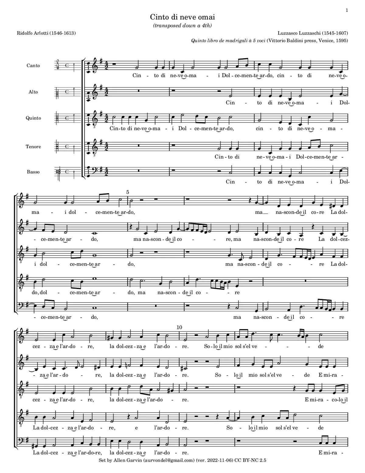Cinto di neve omai - Page 1