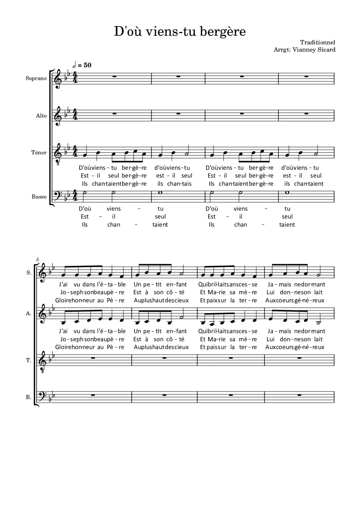 D'où viens-tu bergère - Page 1