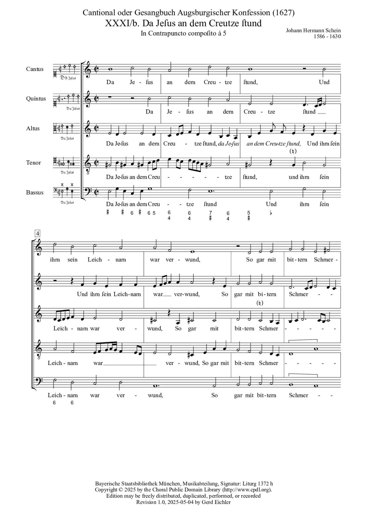 Da Jesus an dem Kreuze stund, à 5 - Page 1
