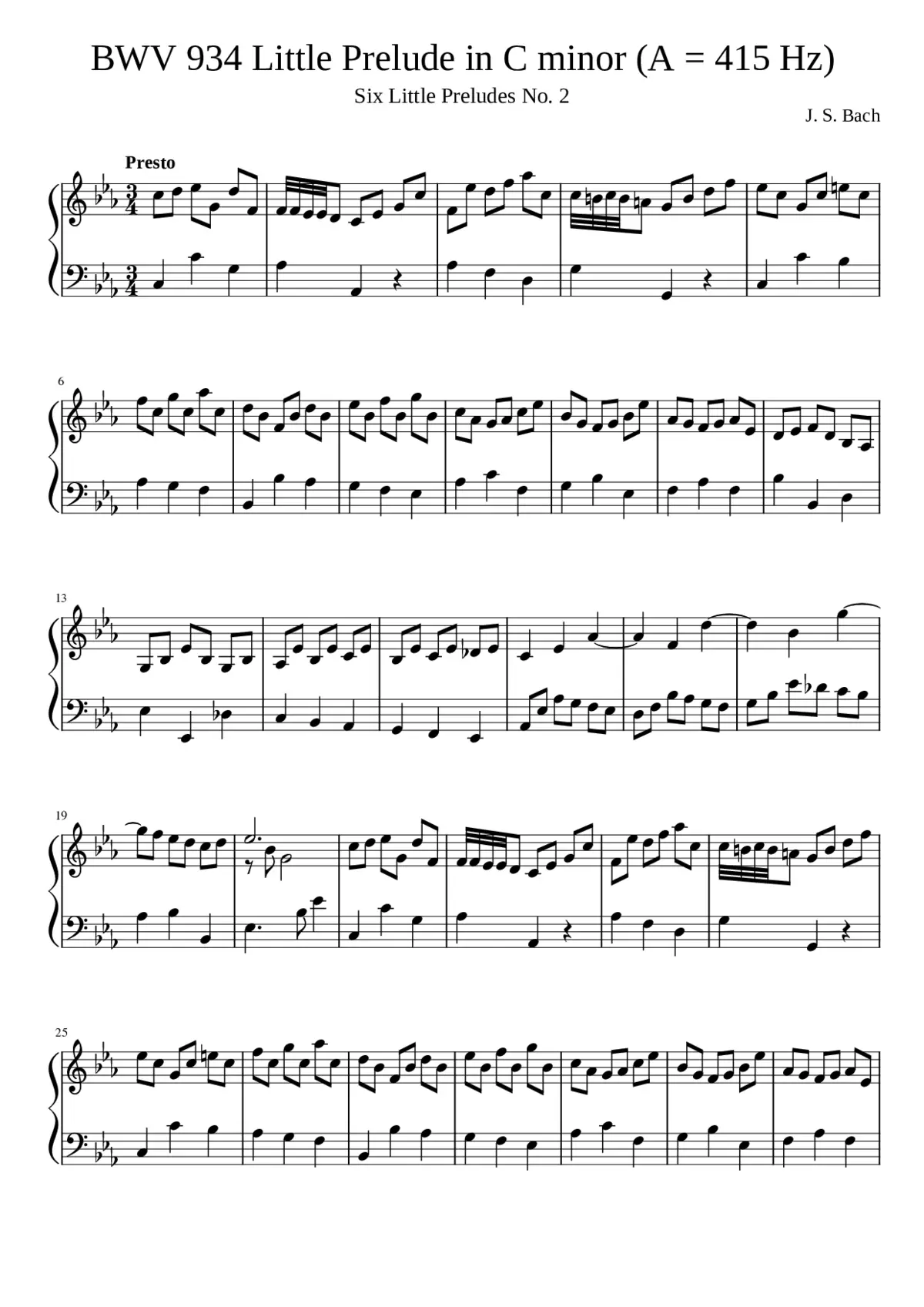 Prelude in C minor BWV 934 - Page 1