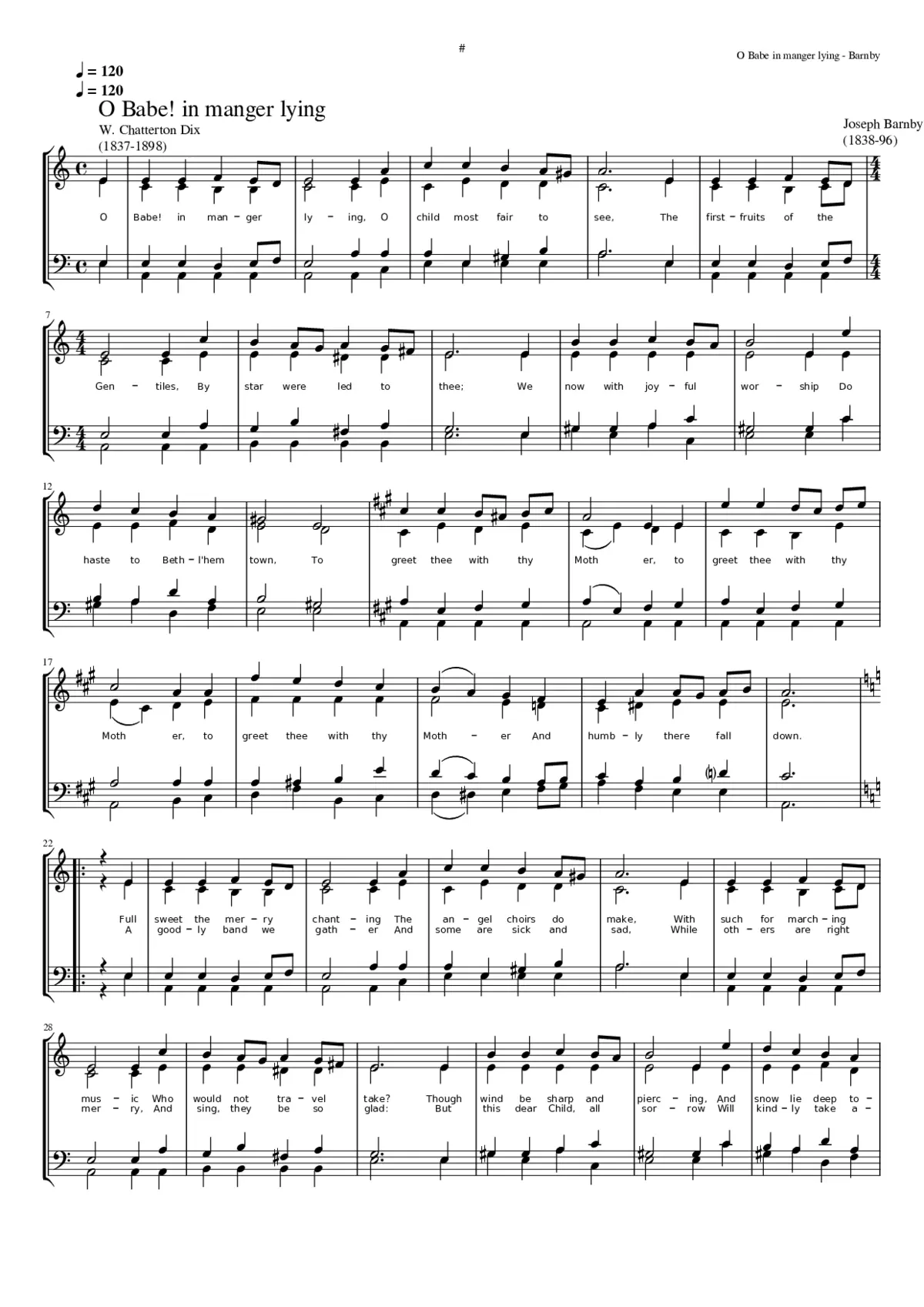 O Babe in manger lying - Page 1