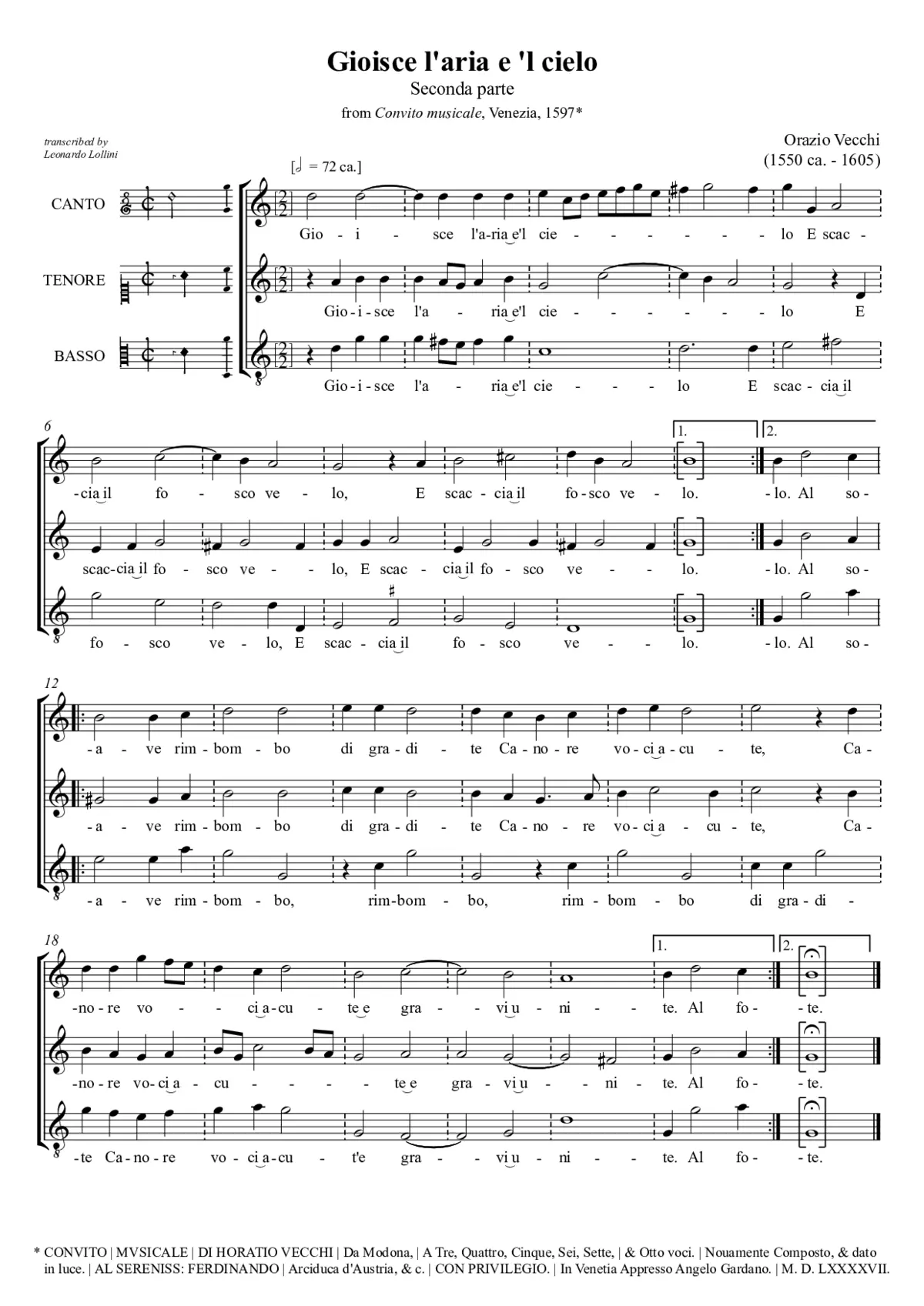 Gioisce l'aria e 'l cielo - Page 1