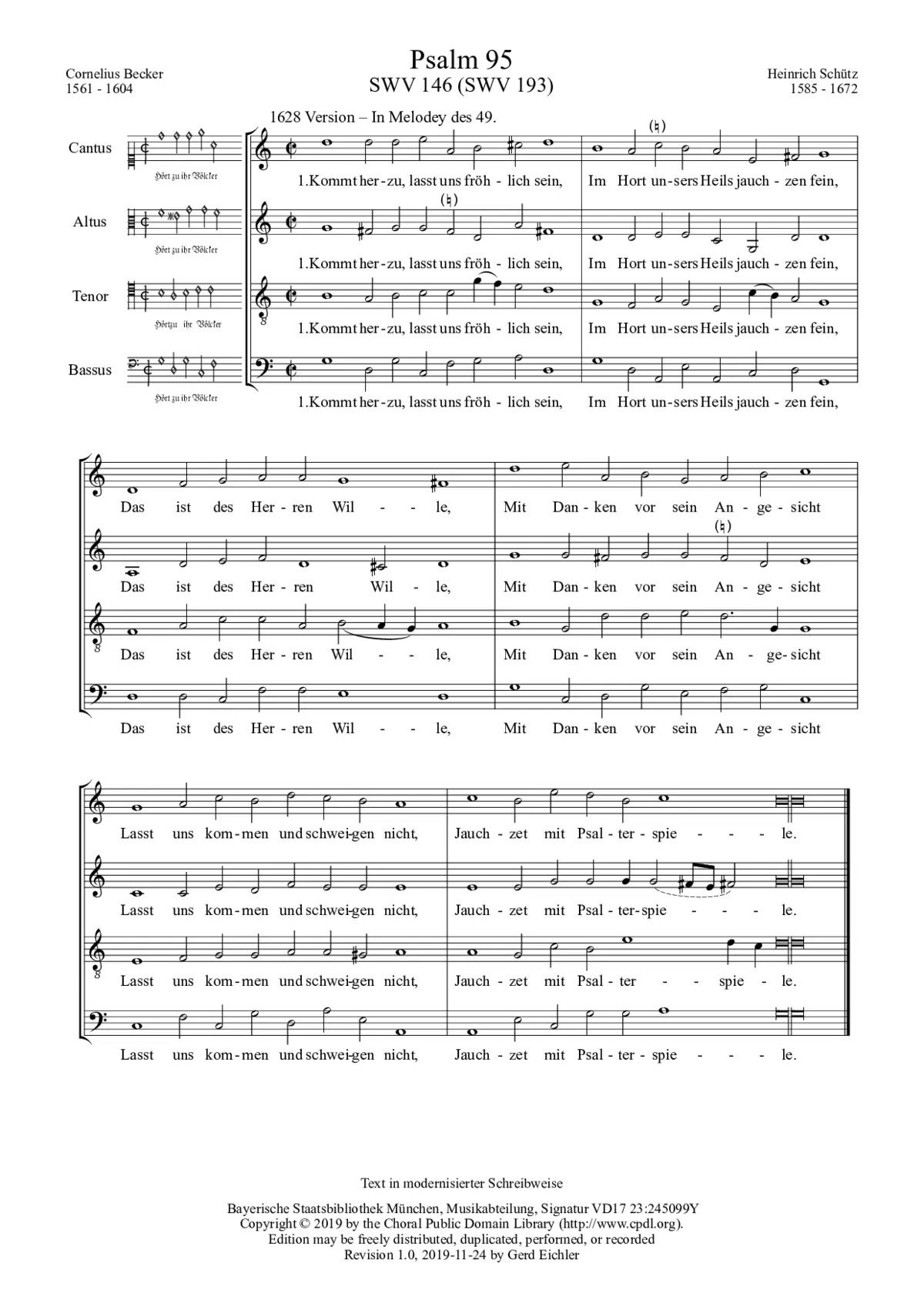 Kommt herzu, laßt uns fröhlich sein, SWV 193 - Page 1