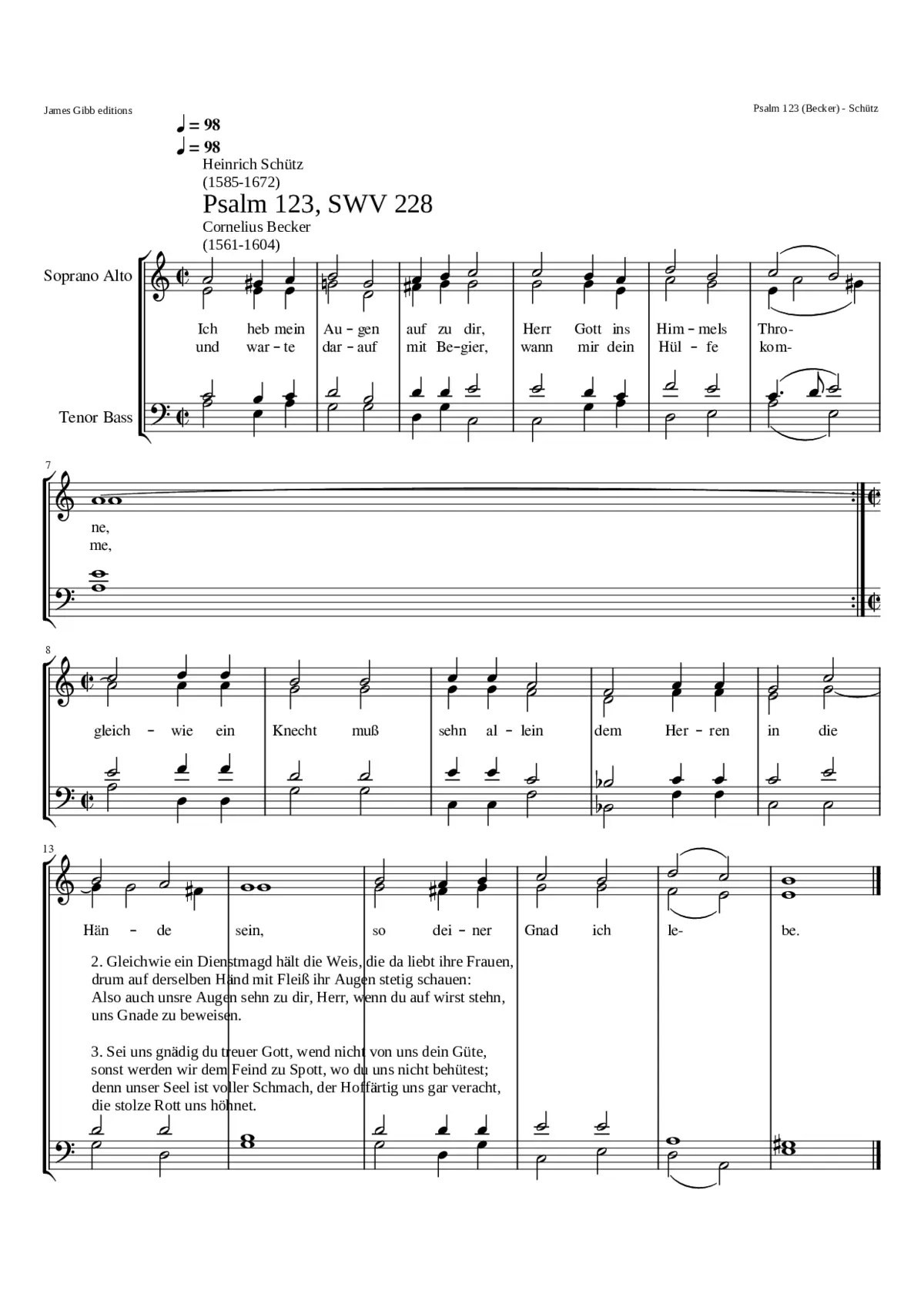 Ich heb mein Augen auf zu dir SWV 228 - Page 1