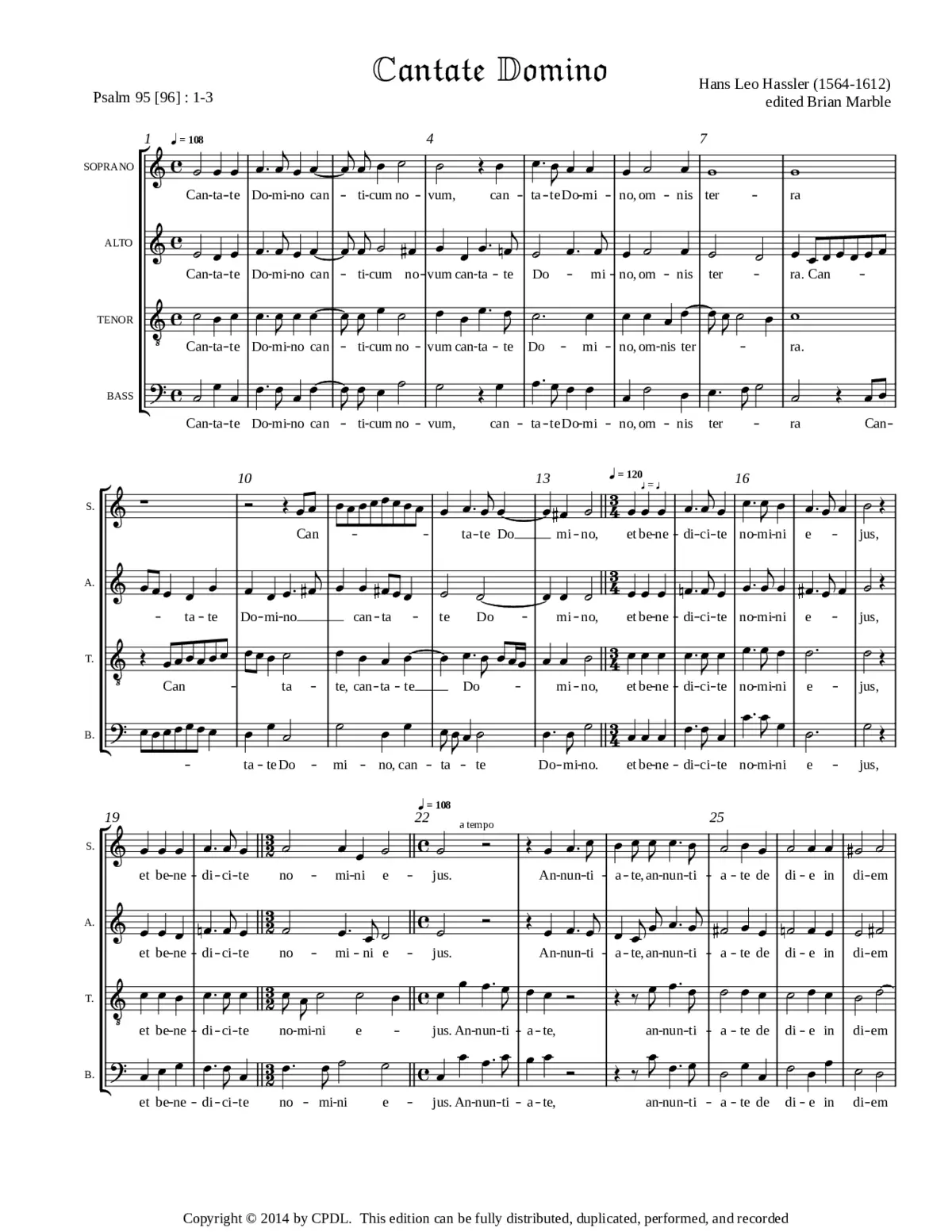 Cantate Domino a 4 - Page 1