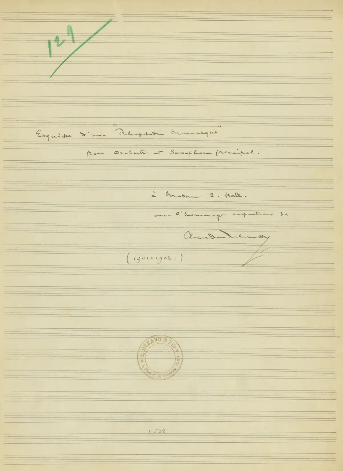Rapsodie for Orchestra and Saxophone - Page 1