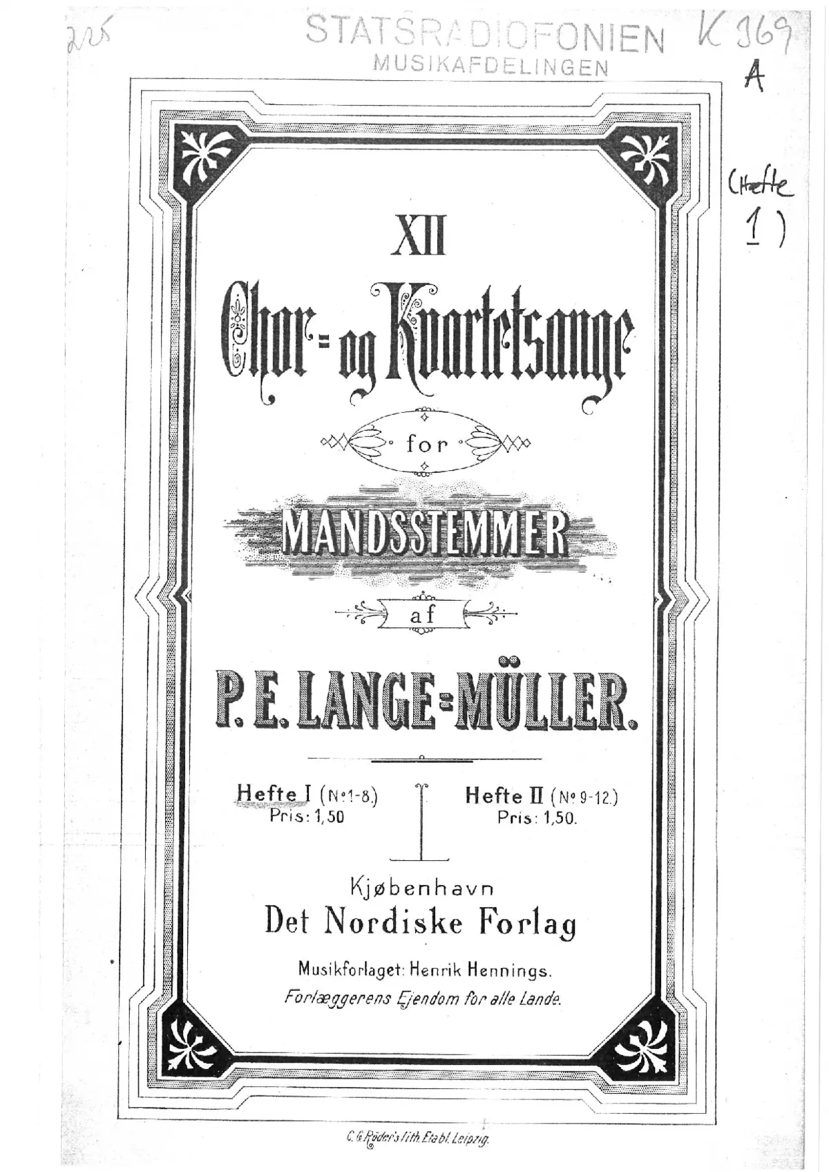 12 Kor- og kvartetsange - Page 1
