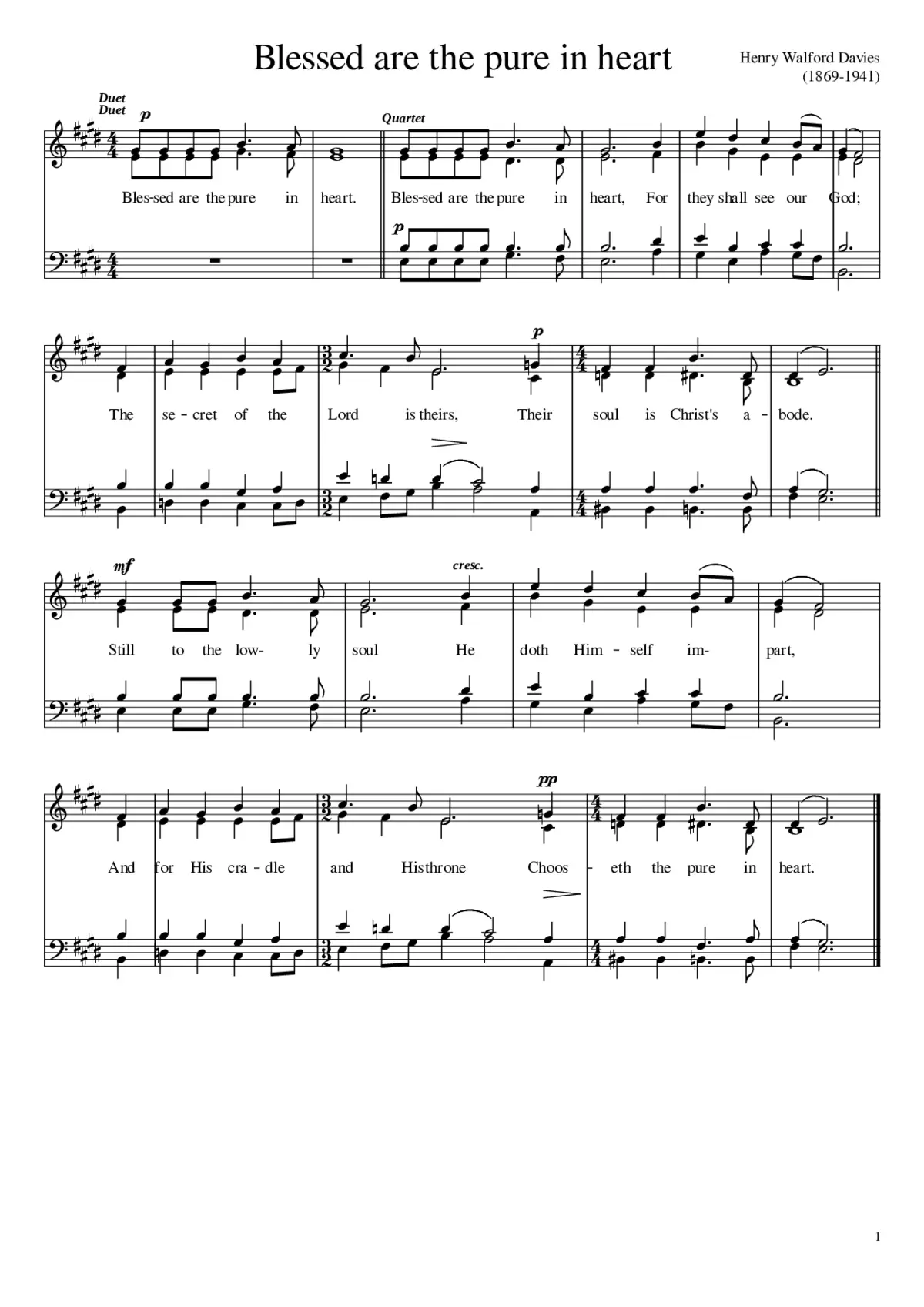 Blessed are the pure in heart - Henry Walford Davies - Page 1