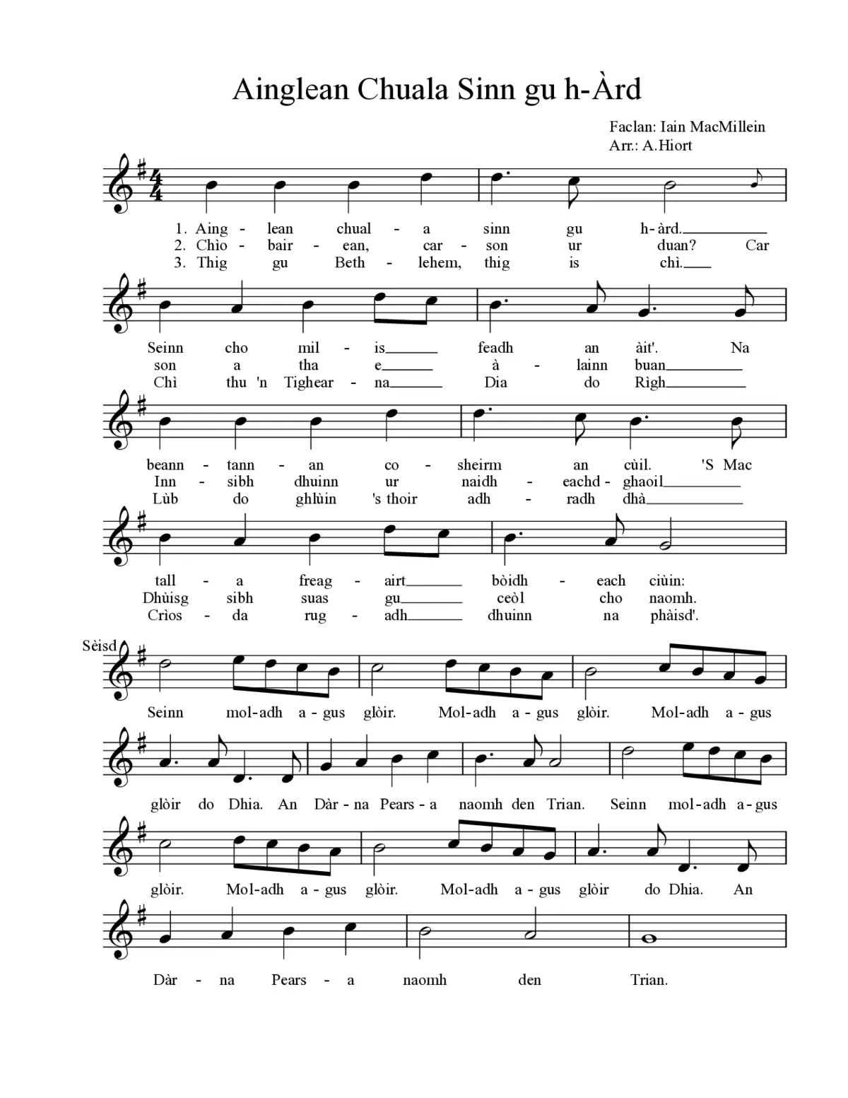 Ainglean chuala sinn gu h-àrd - Page 1