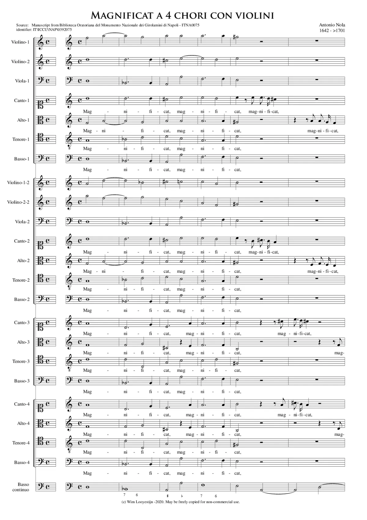 Magnificat a 4 chori con violini - Page 1