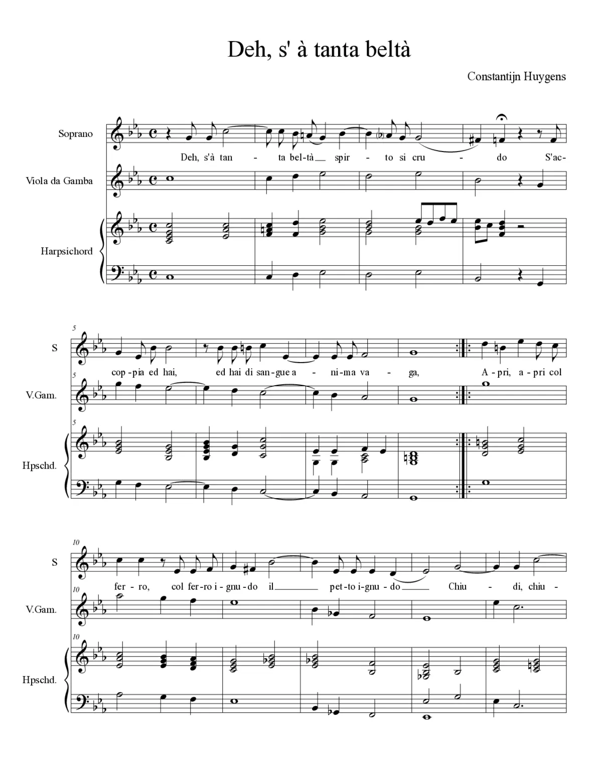 Deh, s'a tanta beltá - Page 1
