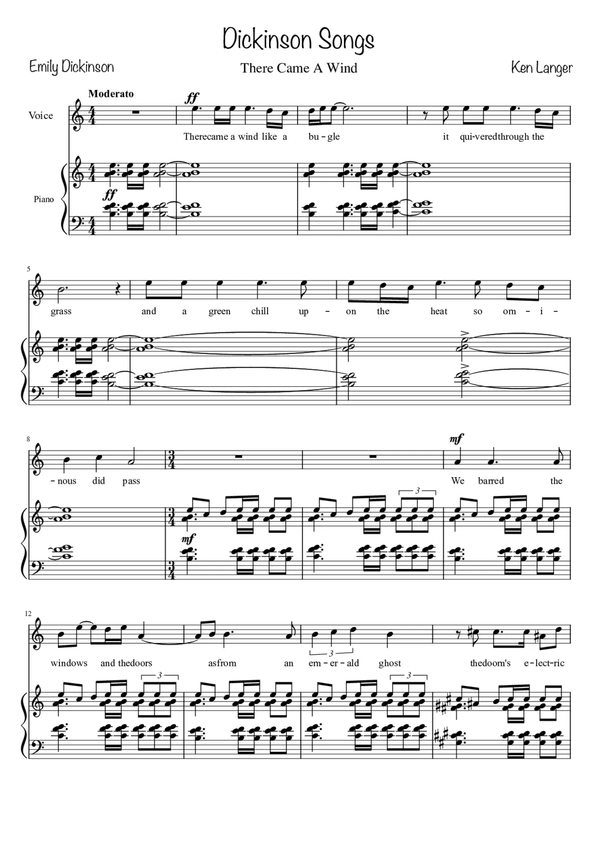 Dickinson Songs: There came a wind - Page 1