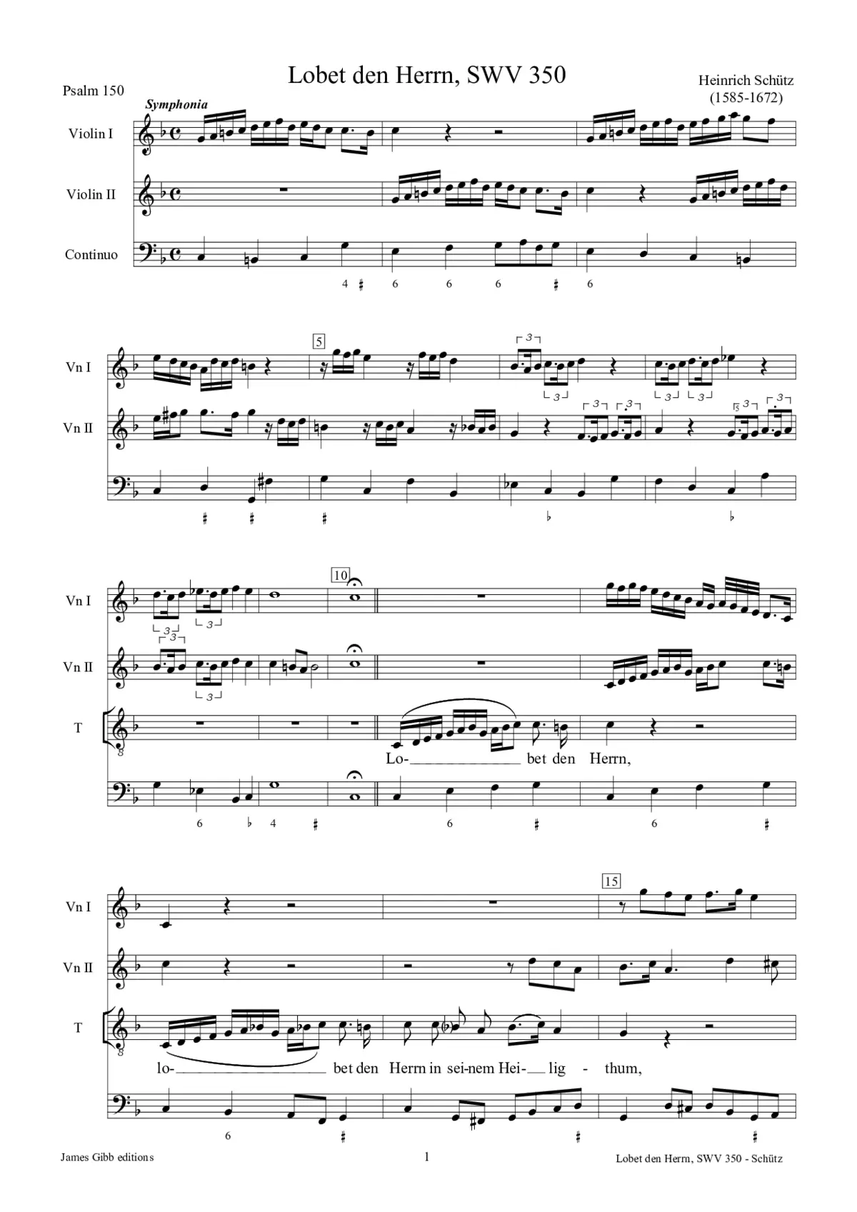 Lobet den Herrn, SWV 350 - Page 1