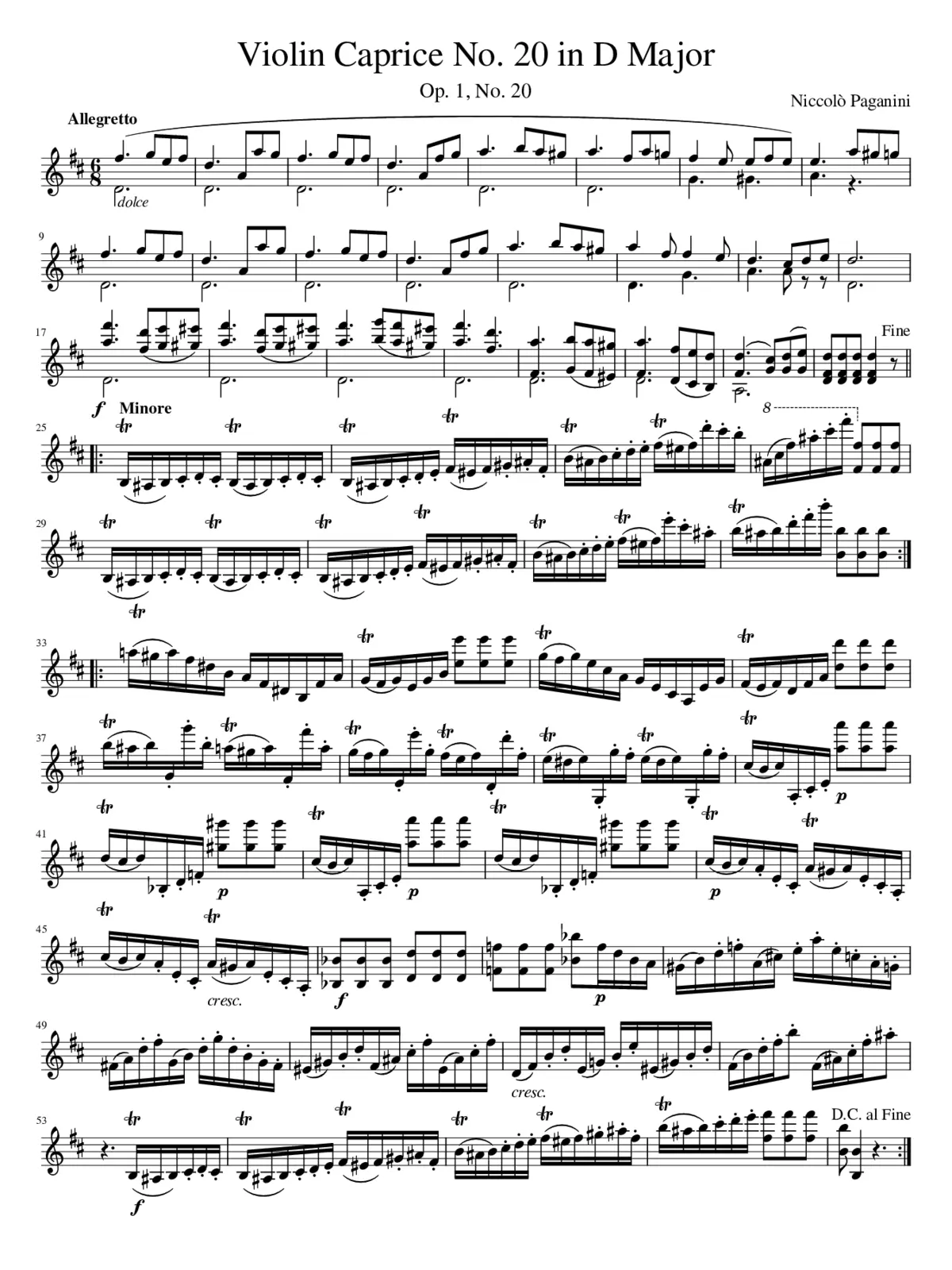 24 Caprices for Solo Violin Op.1 - Page 1
