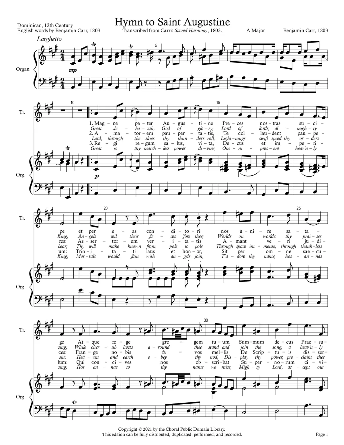 Hymn to St. Augustine - Page 1