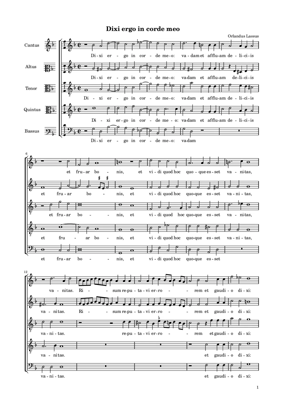 Dixi ergo in corde meo - Page 1