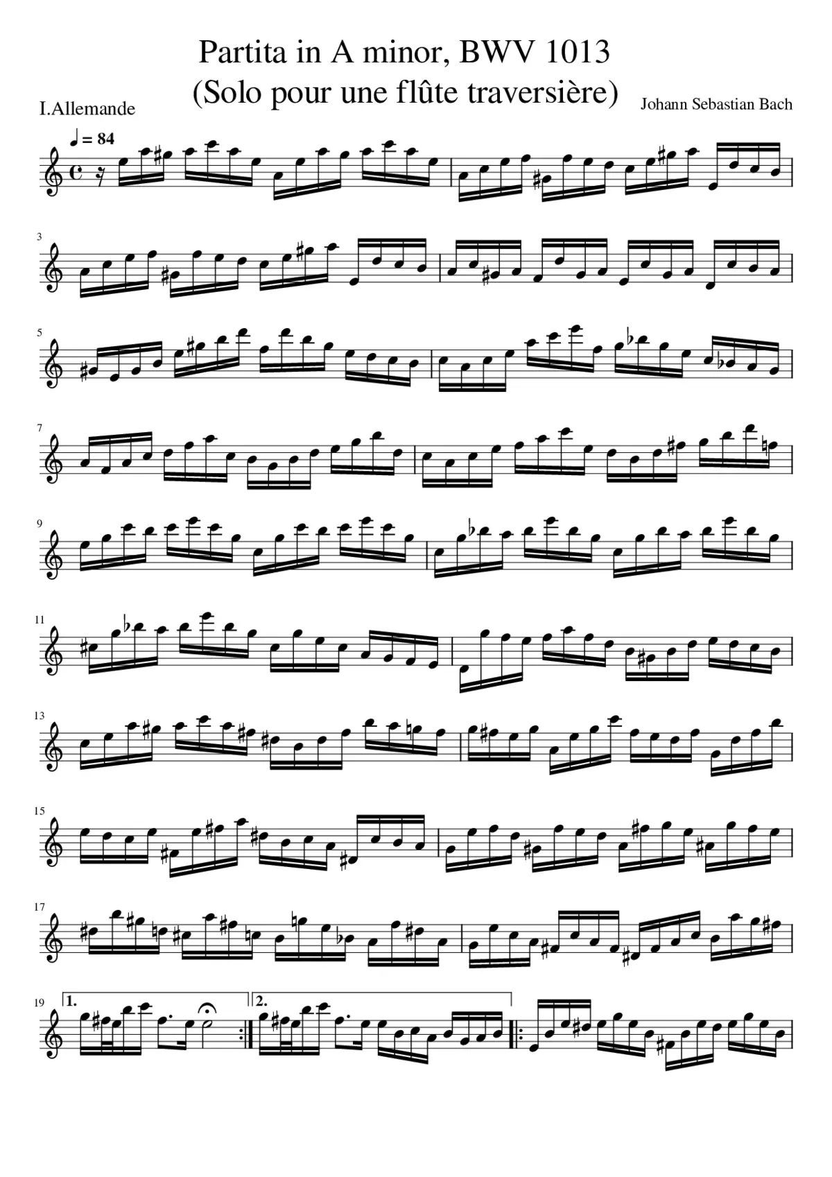 Partita in A minor BWV 1013 - Page 1