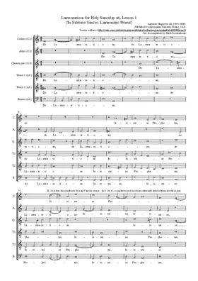 Lamentations for Holy Saturday, Lesson One