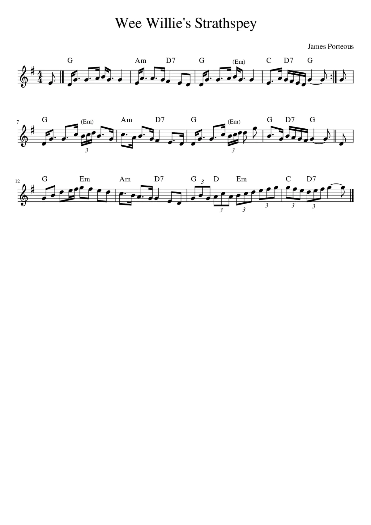 Wee Willie's Strathspey - Page 1