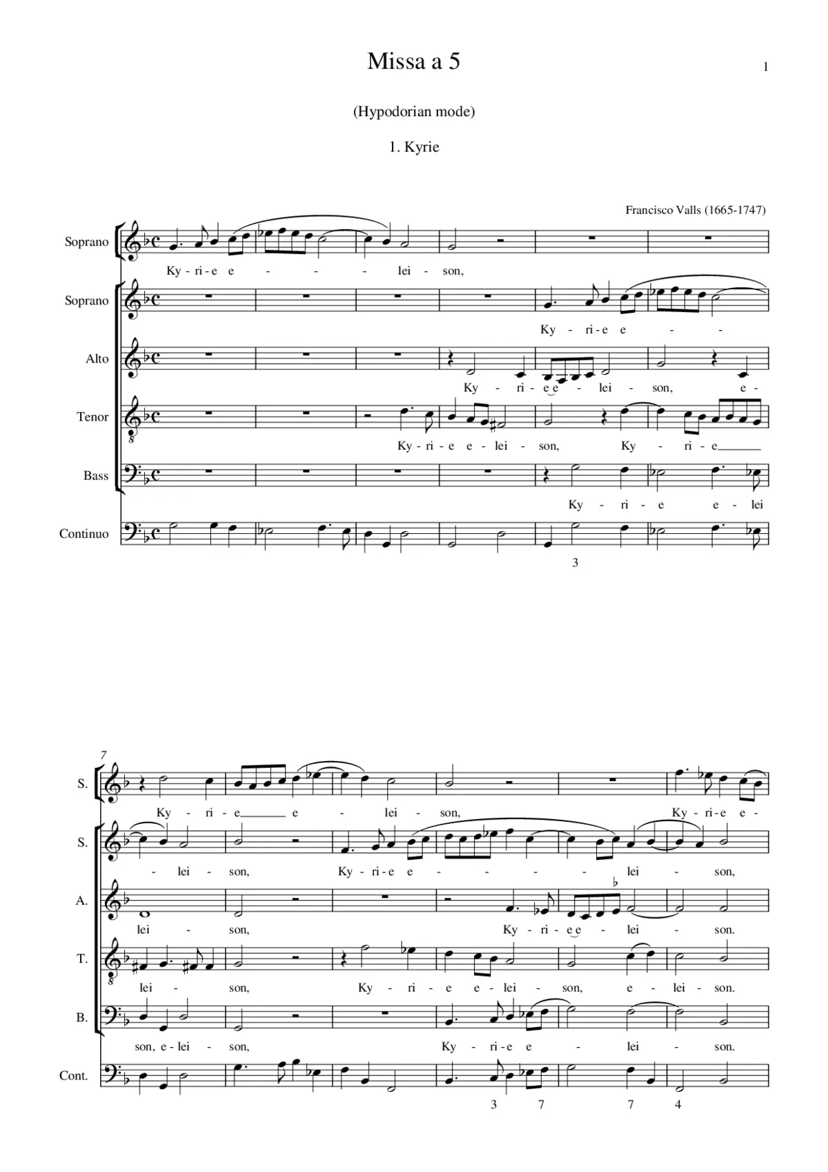Missa a 5 (hypodorian mode) - Page 1