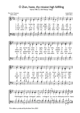 O Zion, haste, thy mission high fulfilling