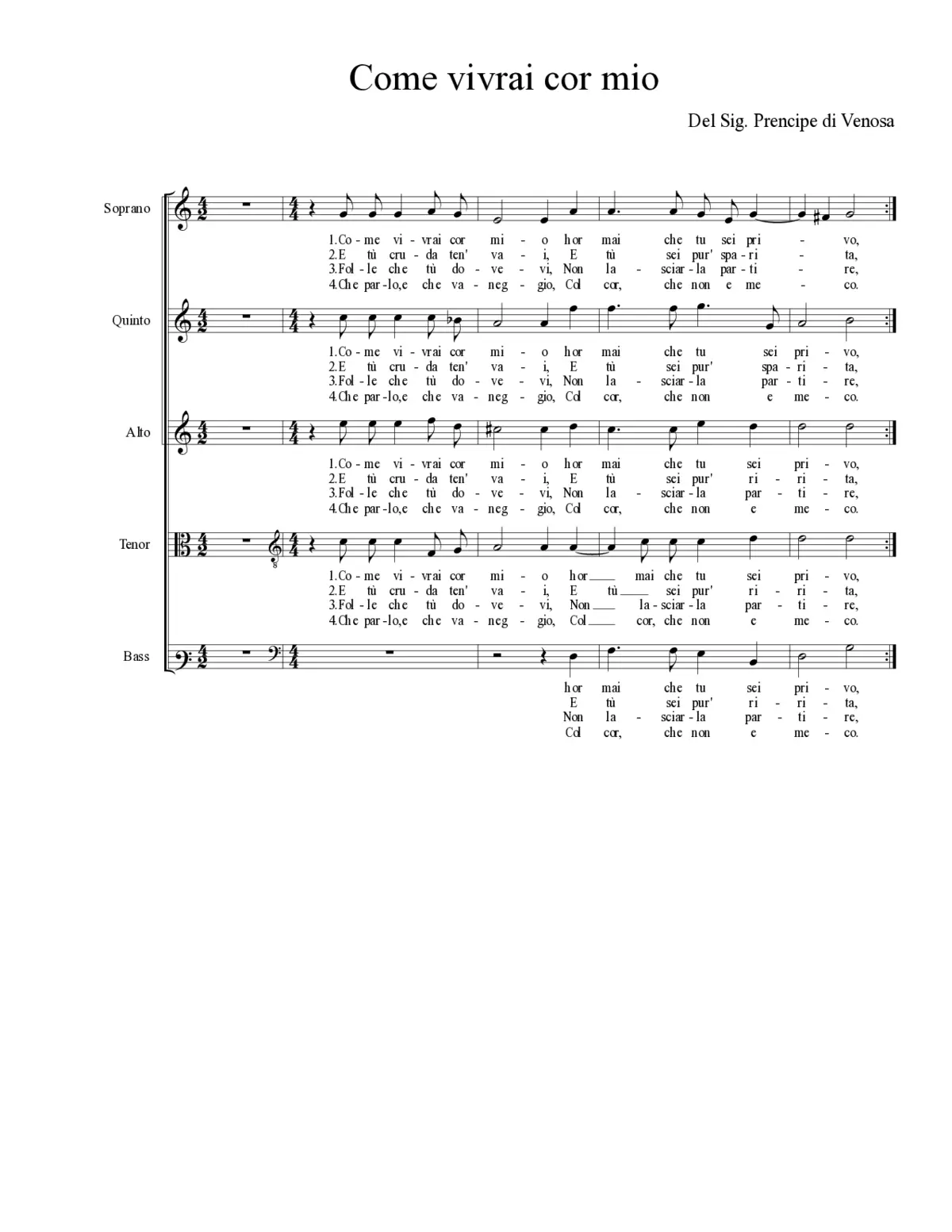 Come vivrai cor mio - Page 1