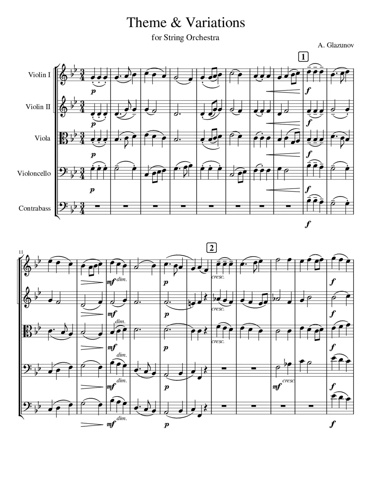 Theme and Variations for String Orchestra Op.97 - Page 1