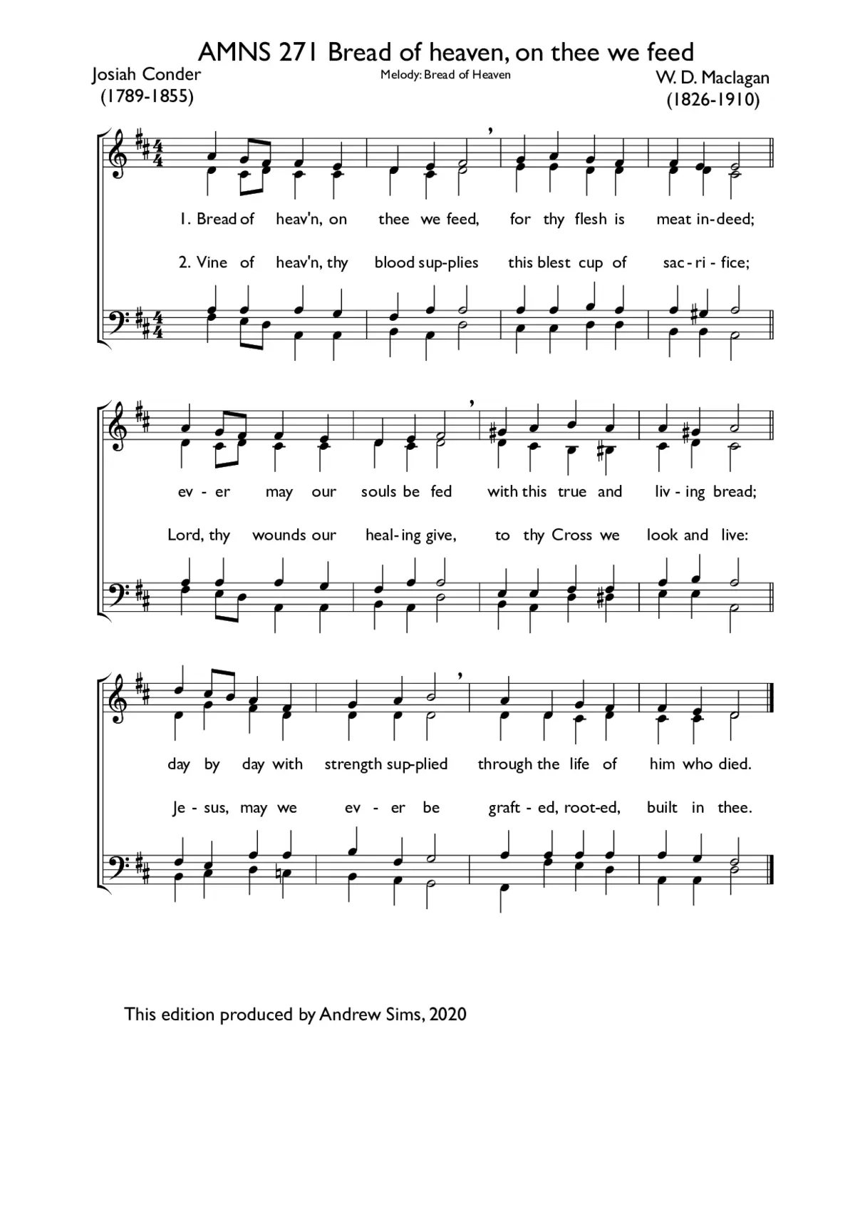 Bread of heaven, on thee we feed - Page 1