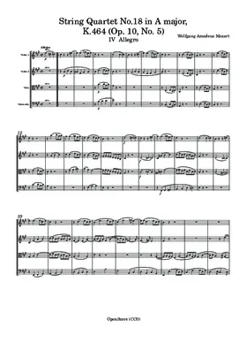 String Quartet No.18 in A major, K.464 (Op. 10, No. 5)