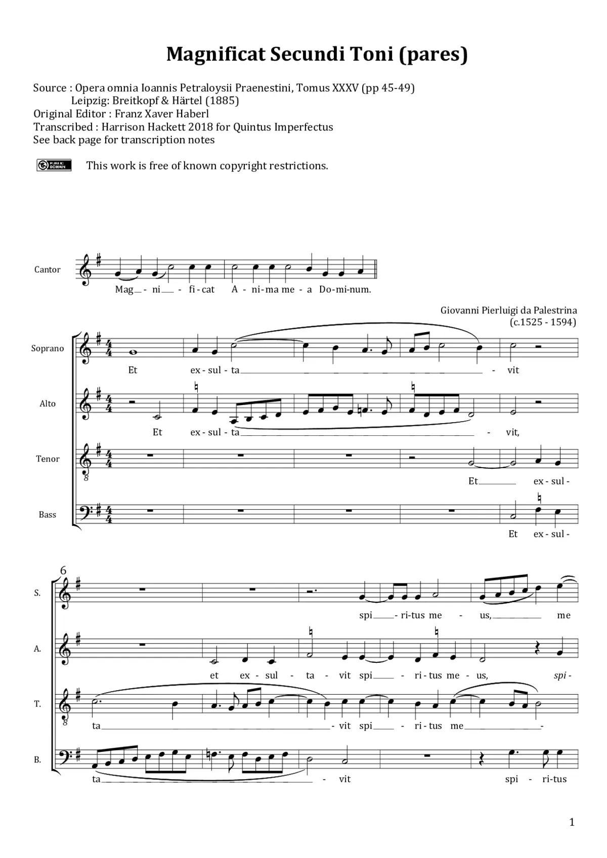 Magnificat Secundi Toni a 4, pares - Page 1