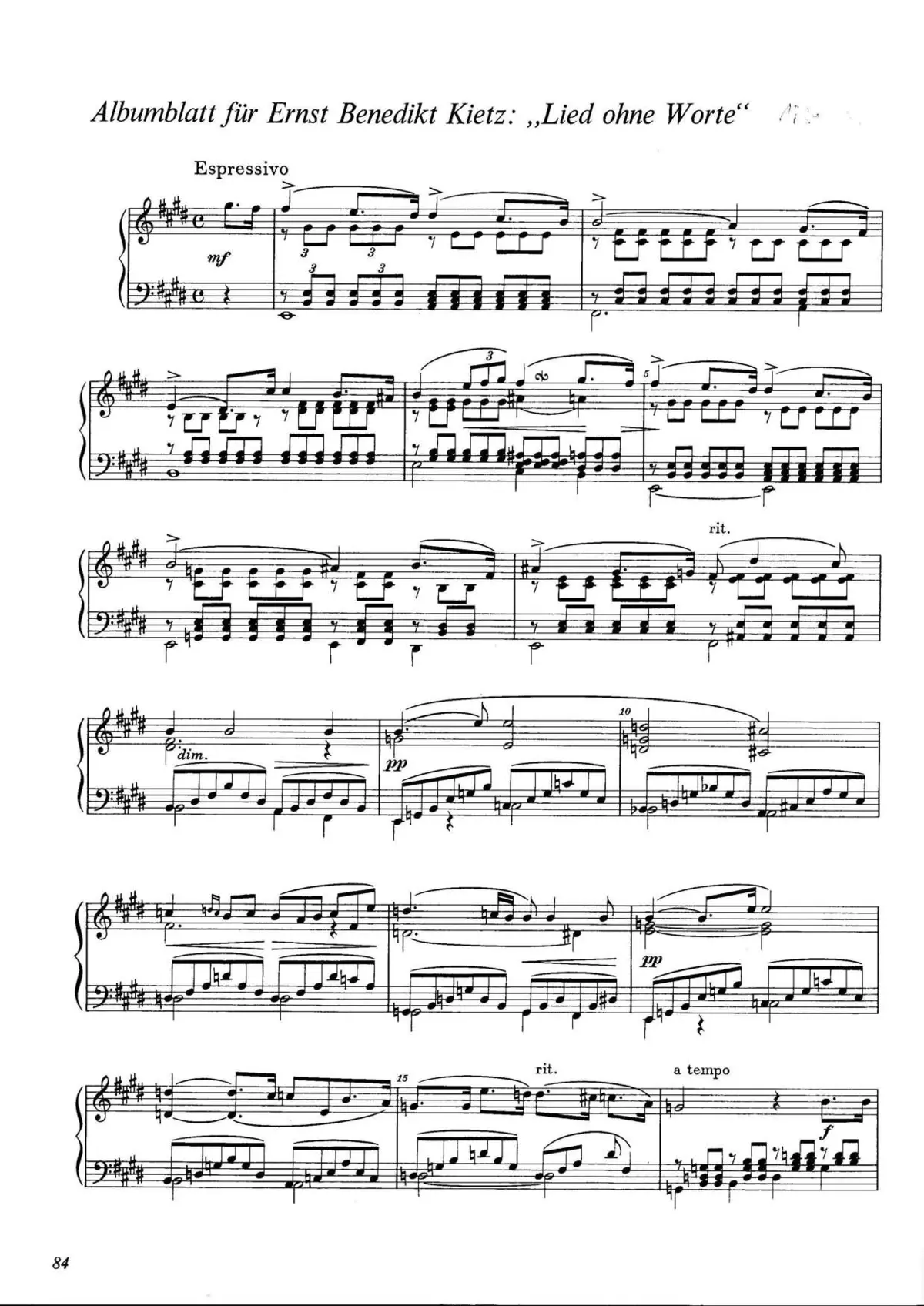 Albumblatt für Ernst Benedikt Kietz - Page 1