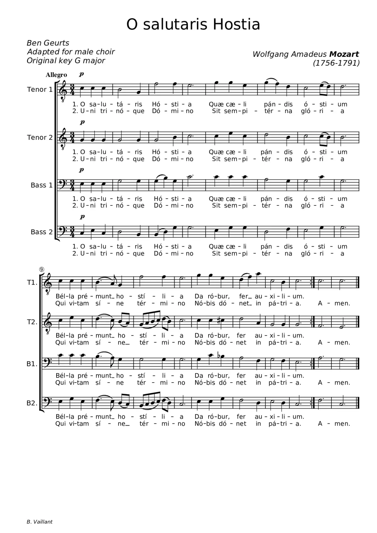 O Salutaris Hostia Mozart - TTBB - Page 1