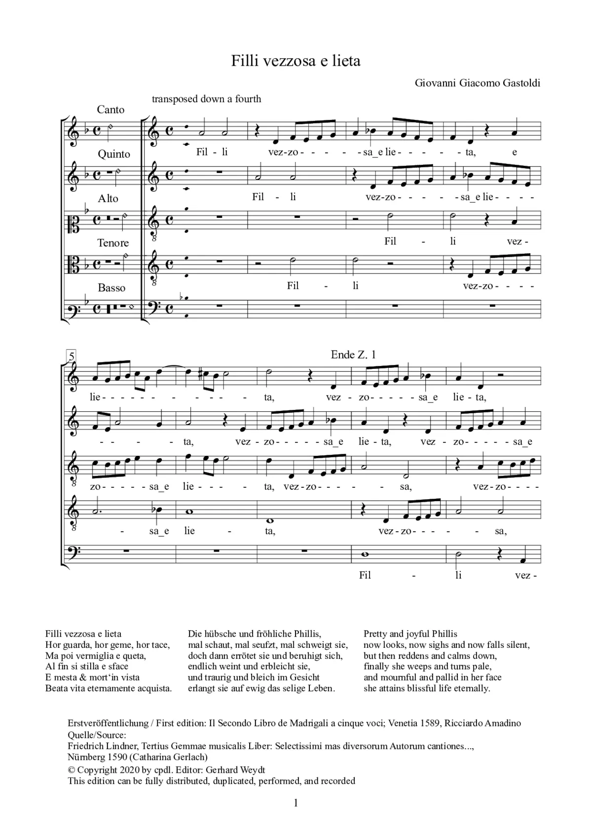 Filli vezzosa e lieta - Page 1