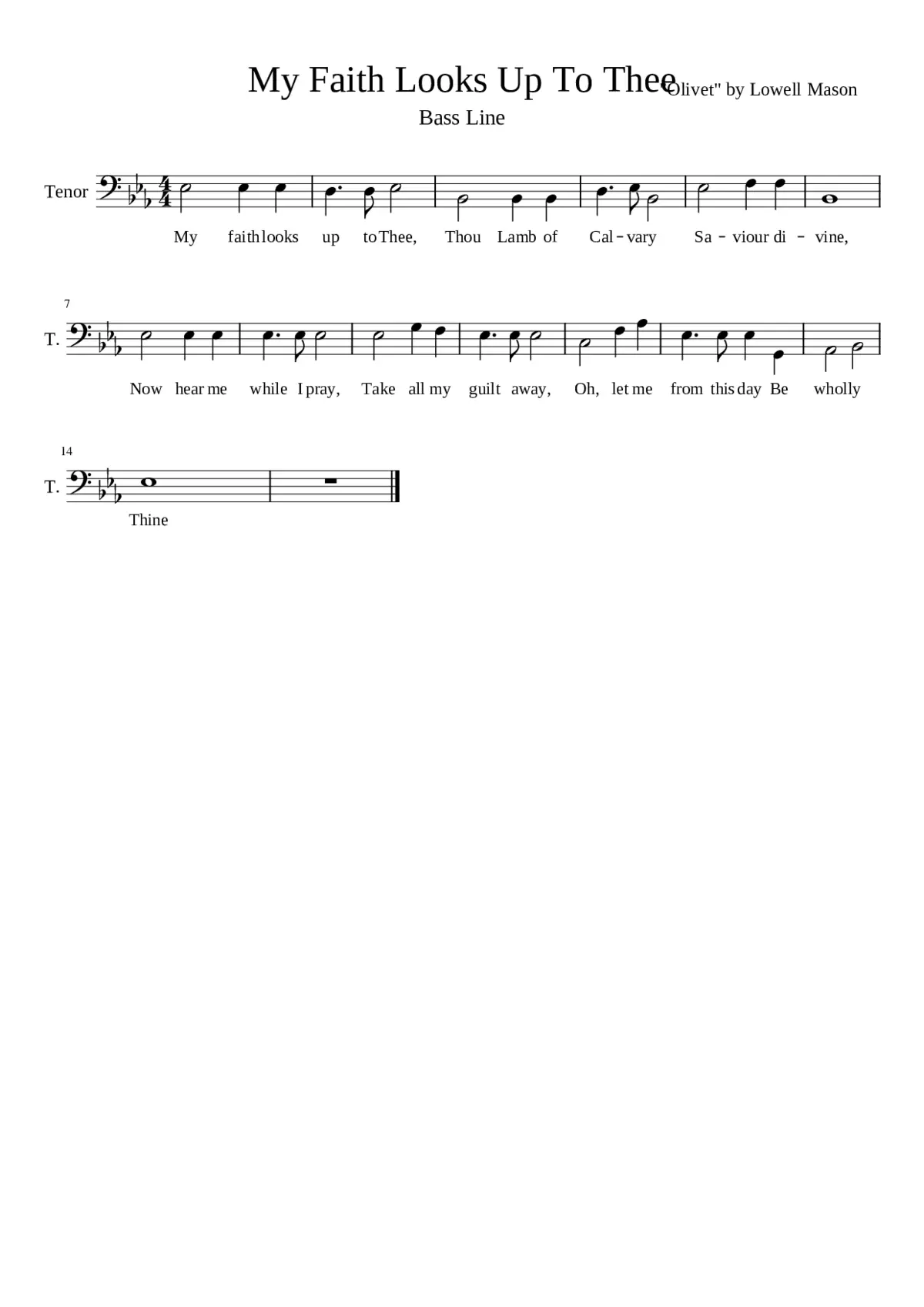 My Faith Looks Up To Thee; Bass - Page 1