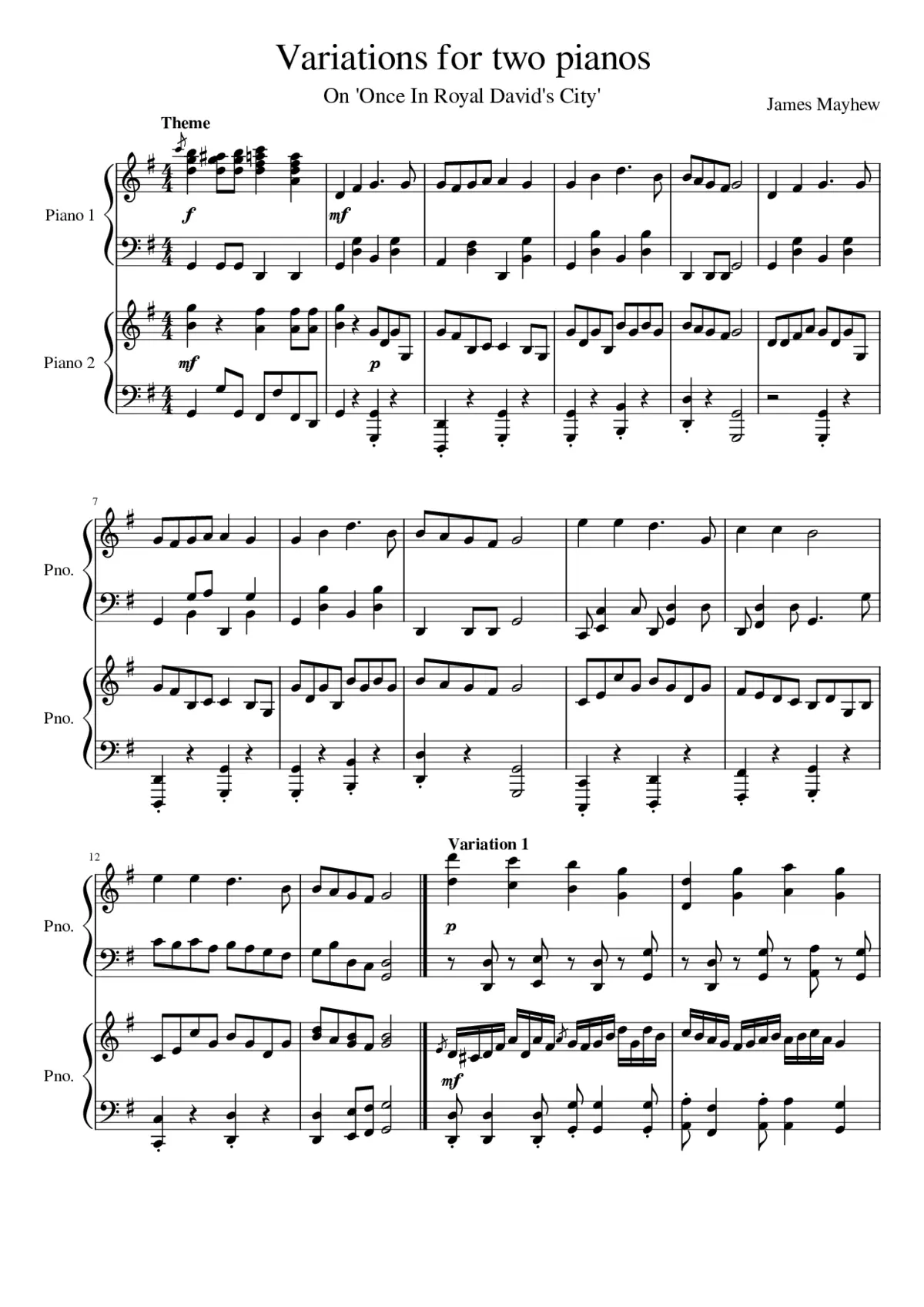 Once In Royal David's City - Page 1