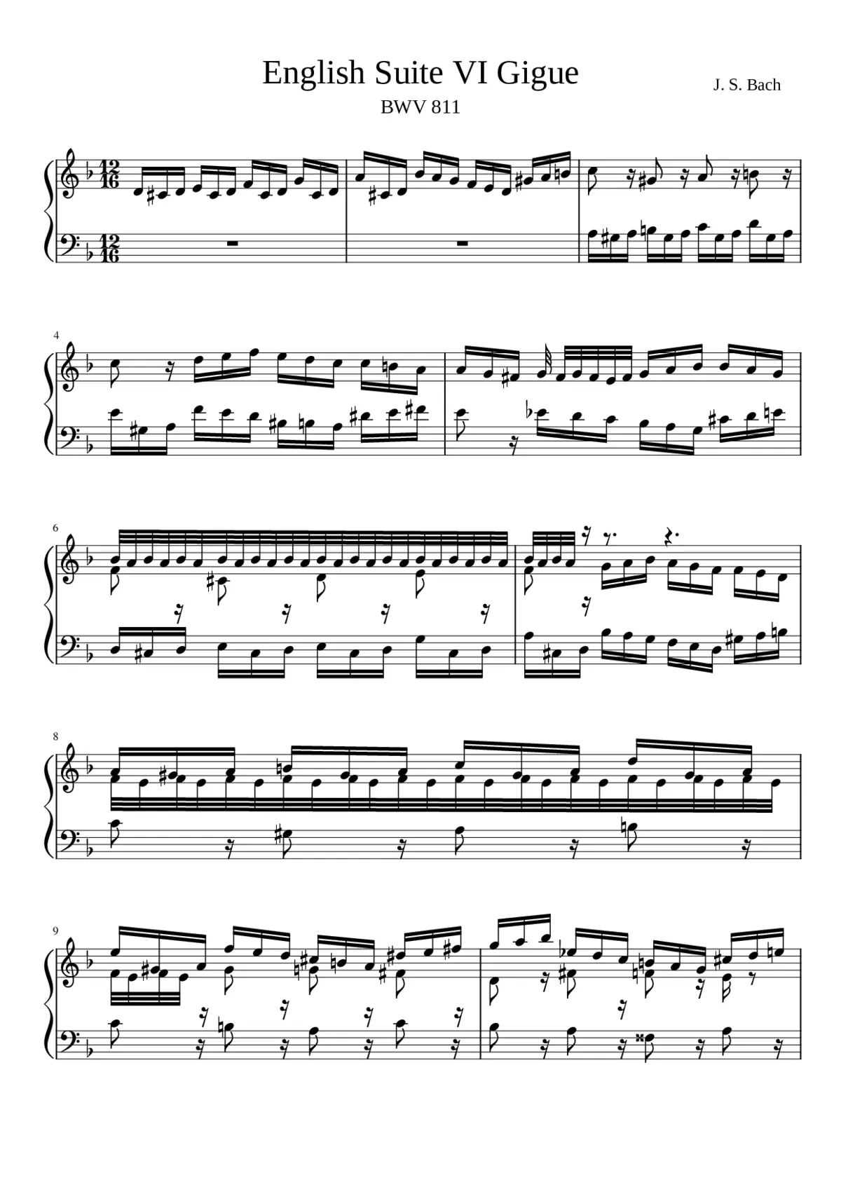 English Suite No.6 in D minor BWV 811 - Page 1
