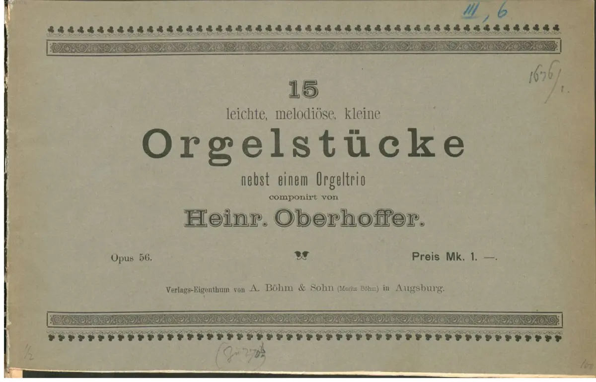 15 Orgelstücke nebst einem Orgeltrio, Op.56 - Page 1