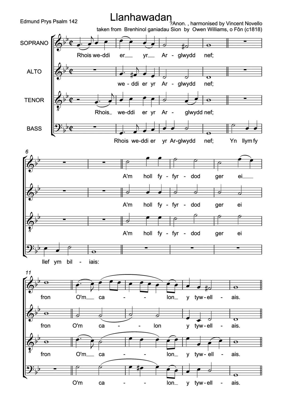 Llanhawadan (Rhois weddi er yr Arglwydd nef) - Page 1