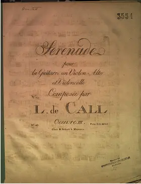 Sérénade pour la Guitarre, un Violon, Alto et Violoncelle
