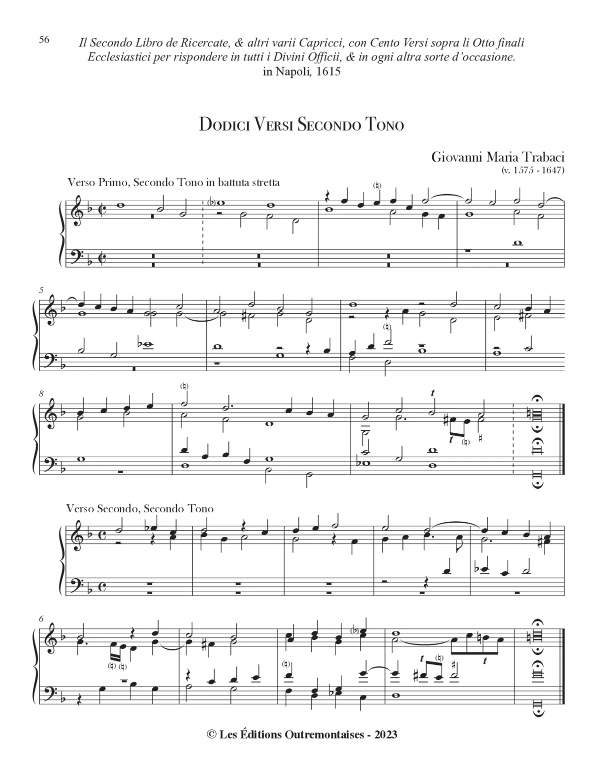 12 Versi Secondo Tono per Organo - Page 1