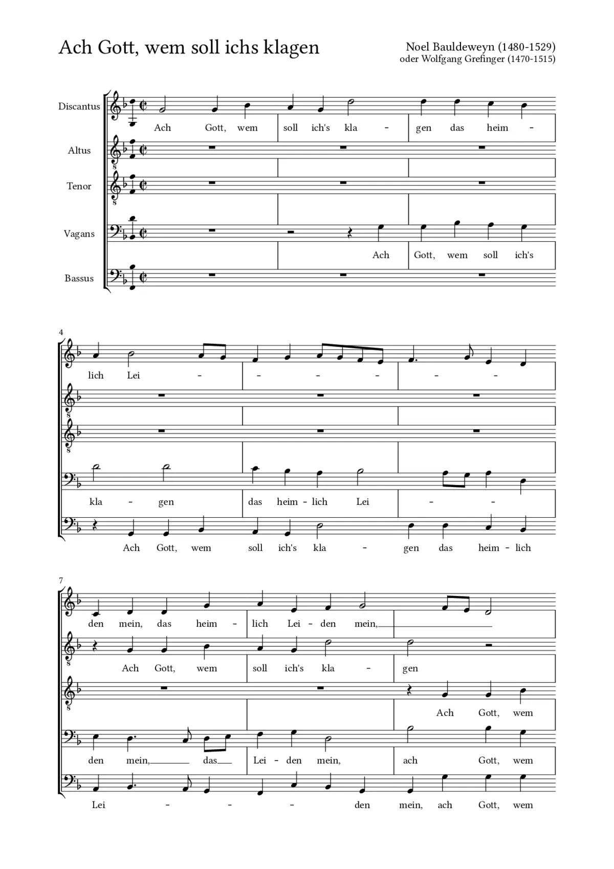 Ach Gott, wem soll ichs klagen - Page 1